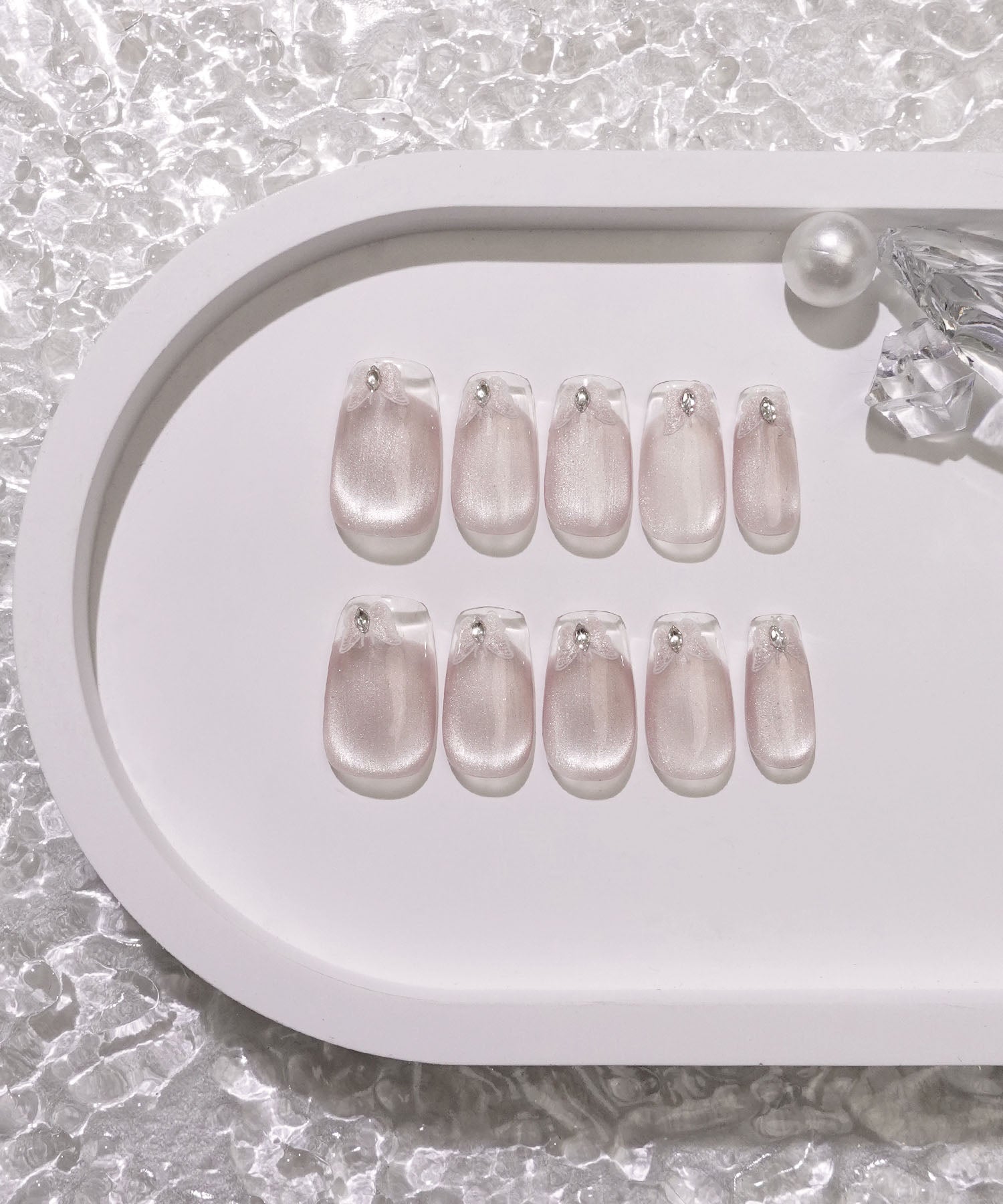 【当日発送】水光ネイルピンククリアバタフライワンホンバレリーナネイルチップ