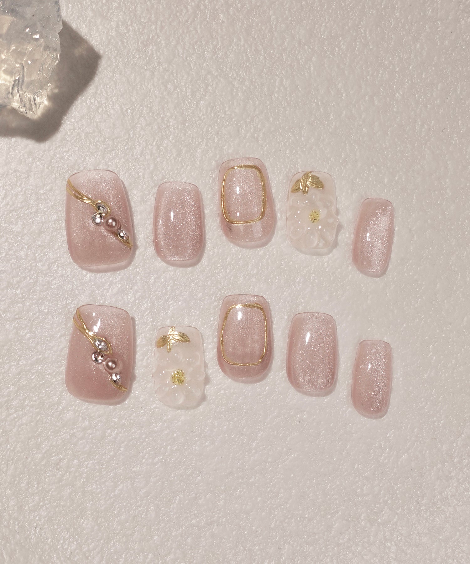 当日発送】水光ネイルピンクマグネットクリアホワイト3Dフラワー