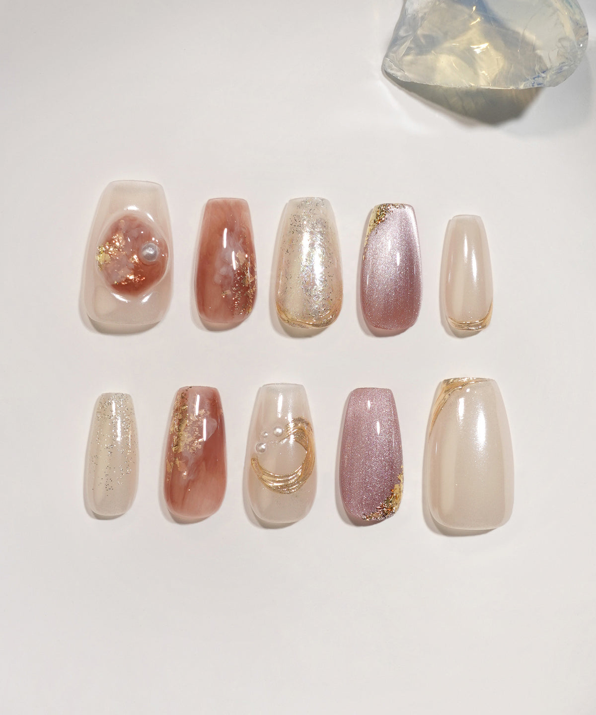 当日発送】水光ネイルホワイトミラーニュアンスゴールドミラーアート 
