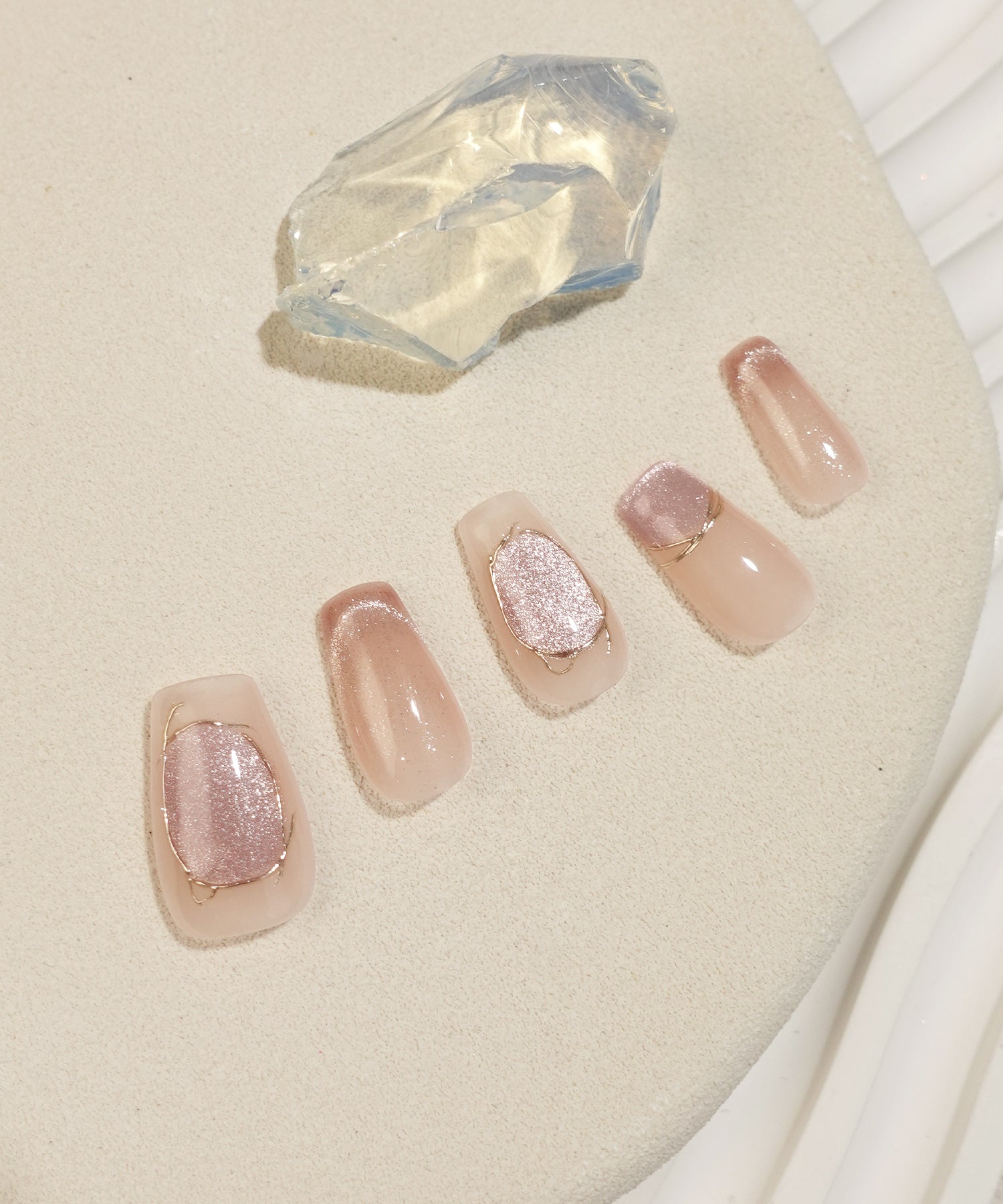 【当日発送】水光ネイルピンクマグネットニュアンスバレリーナネイルチップ