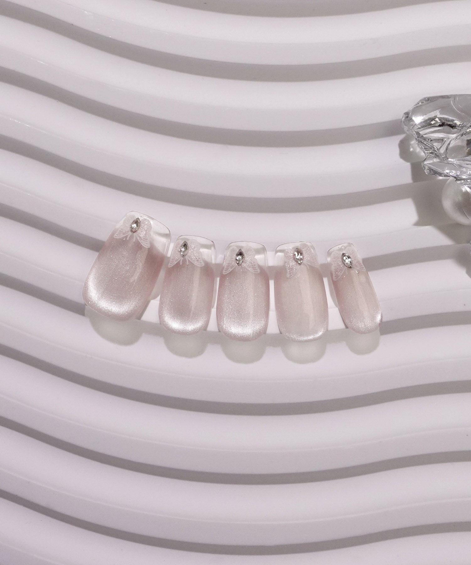 【当日発送】水光ネイルピンククリアバタフライワンホンバレリーナネイルチップ