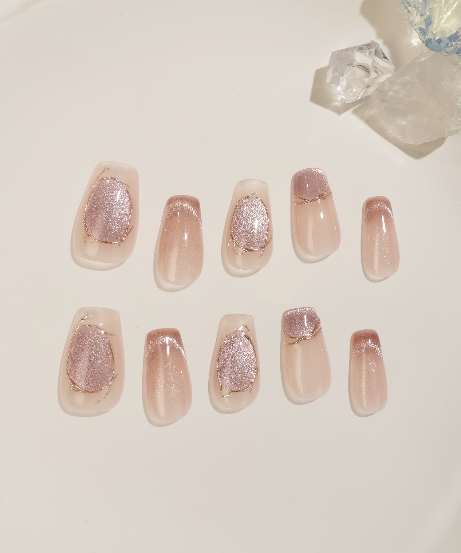 【当日発送】水光ネイルピンクマグネットニュアンスバレリーナネイルチップ