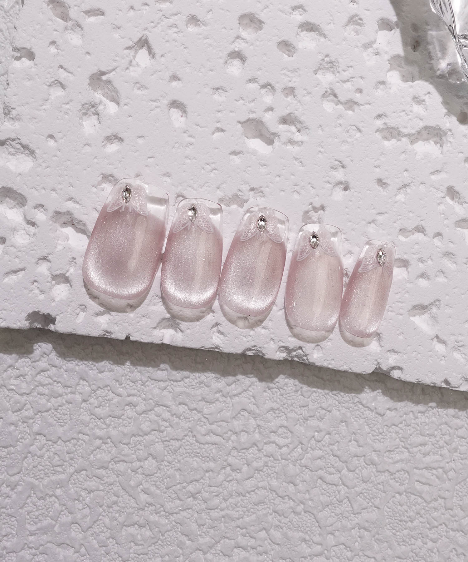 【当日発送】水光ネイルピンククリアバタフライワンホンバレリーナネイルチップ