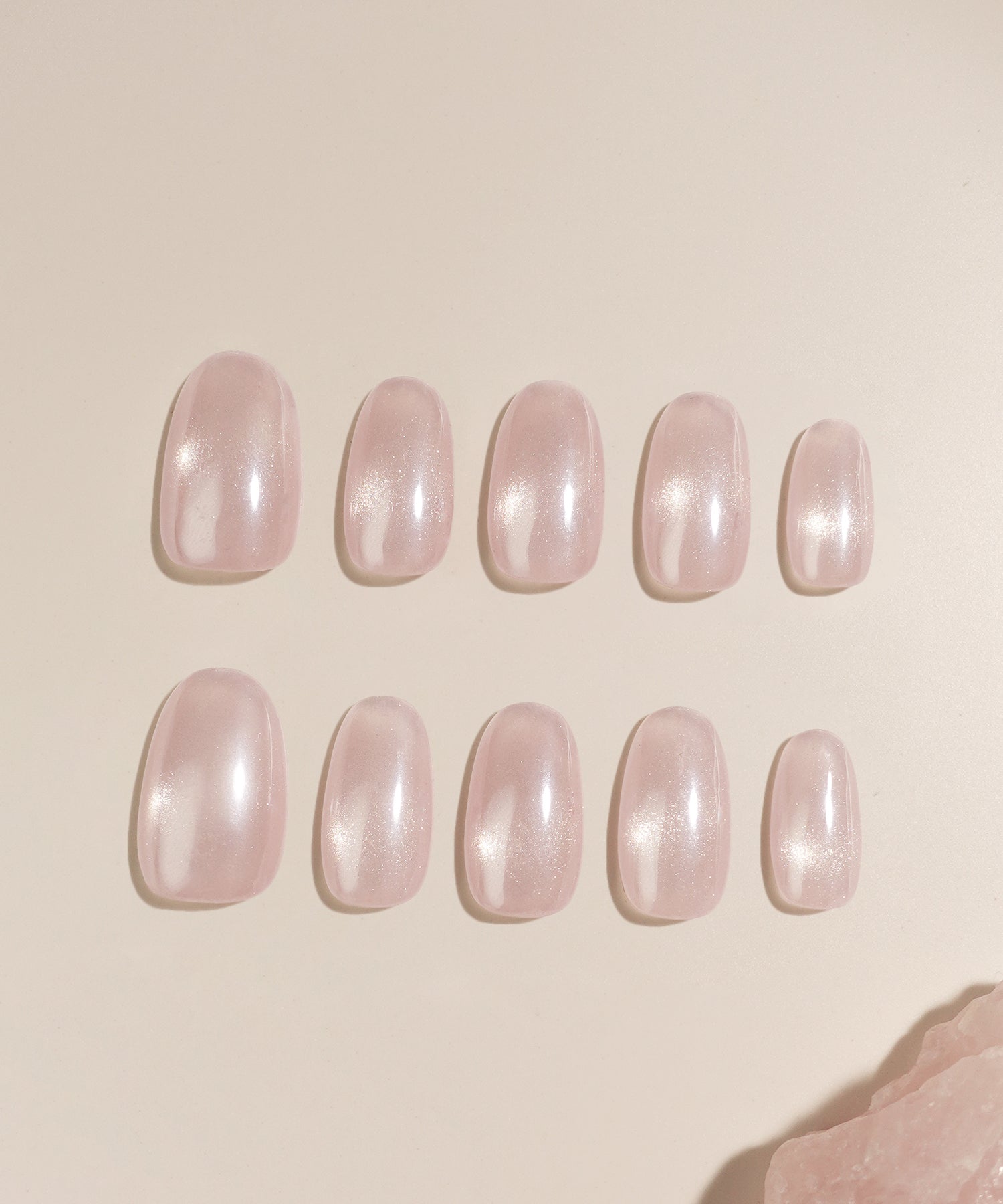 【当日発送】水光ネイルシアーピンクマグネットワンカラーオーバルネイルチップ