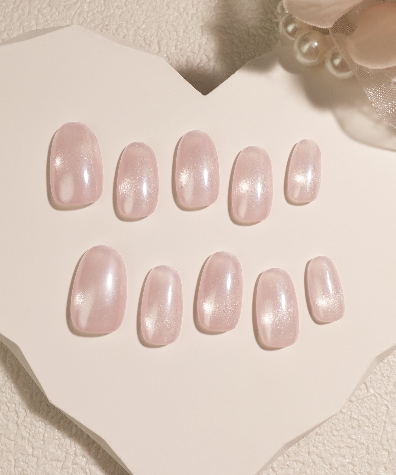 【当日発送】水光ネイルシアーピンクマグネットワンカラーオーバルネイルチップ