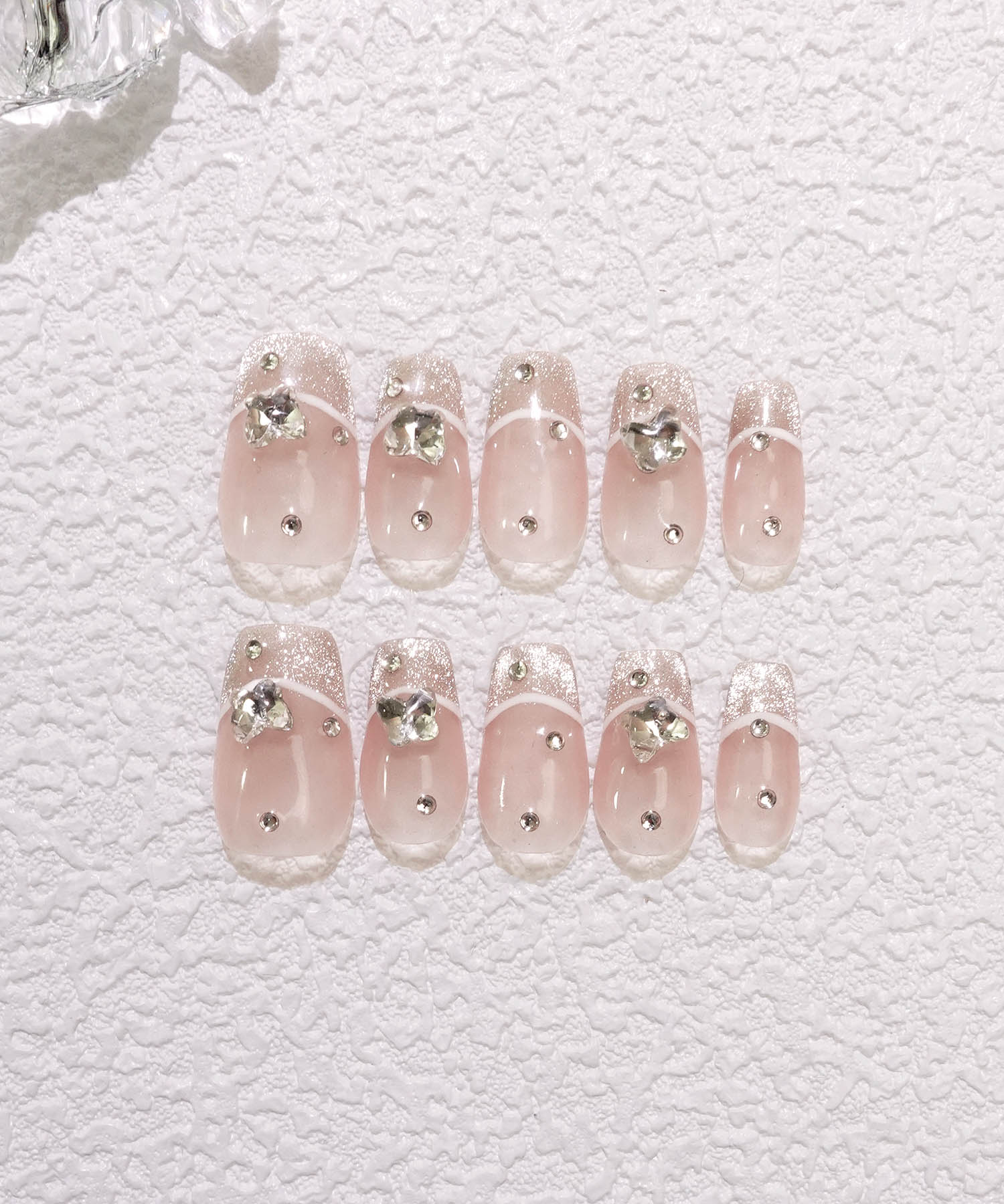 【当日発送】水光ネイルナチュラルフレンチVカットワンホンバレリーナネイルチップ