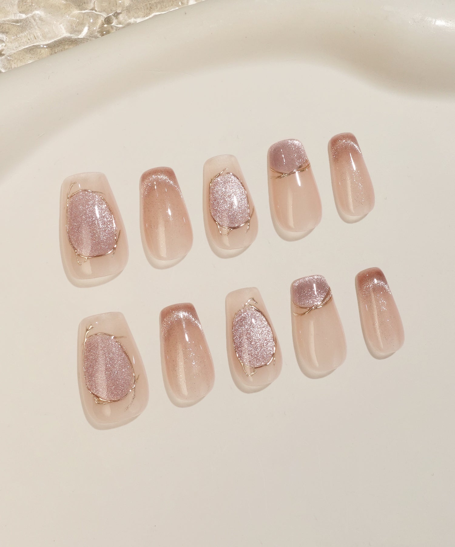 【当日発送】水光ネイルピンクマグネットニュアンスバレリーナネイルチップ