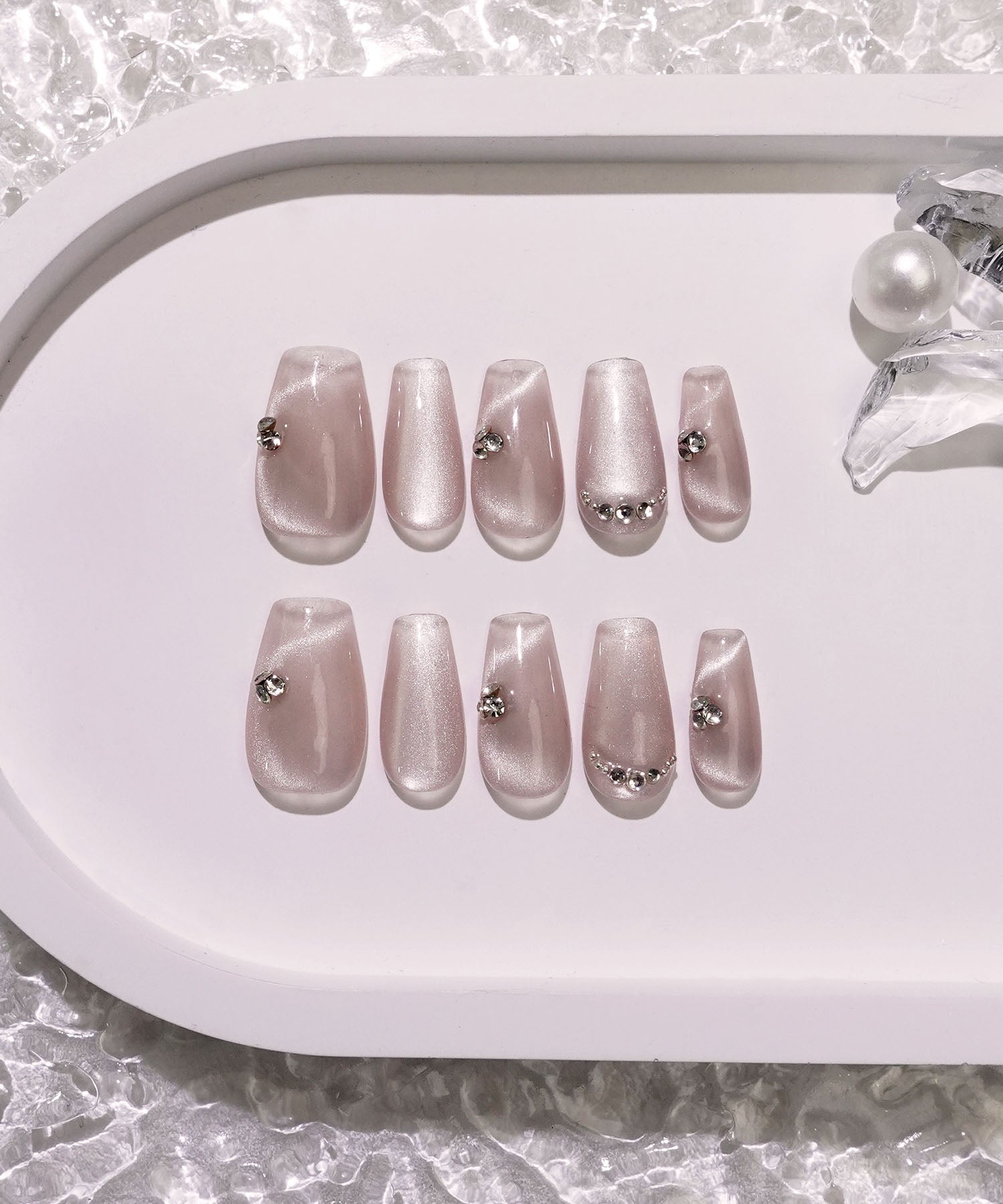 【当日発送】水光ネイルマグネットVカットバレリーナネイルチップ