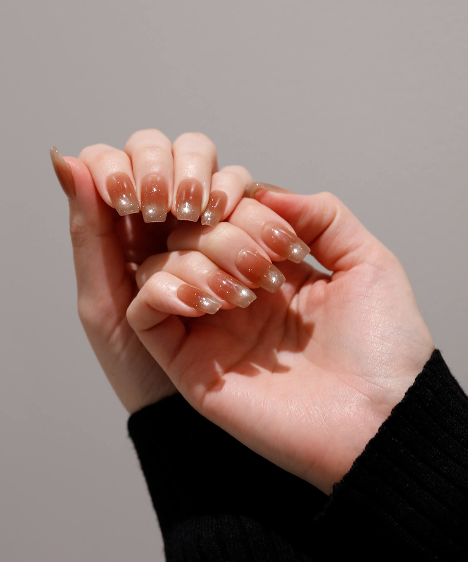 【SOLD OUT】水光ネイルオレンジピンクハーフマグネットグラデーションシンプルスクエアネイルチップ