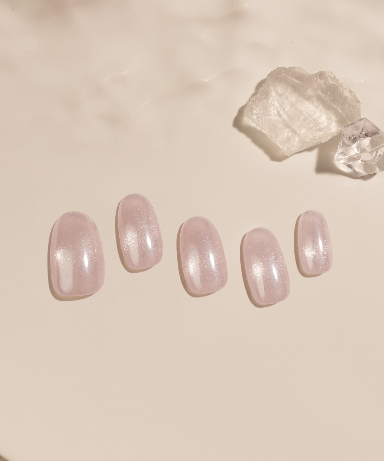 【当日発送】水光ネイルシアーピンクマグネットワンカラーオーバルネイルチップ