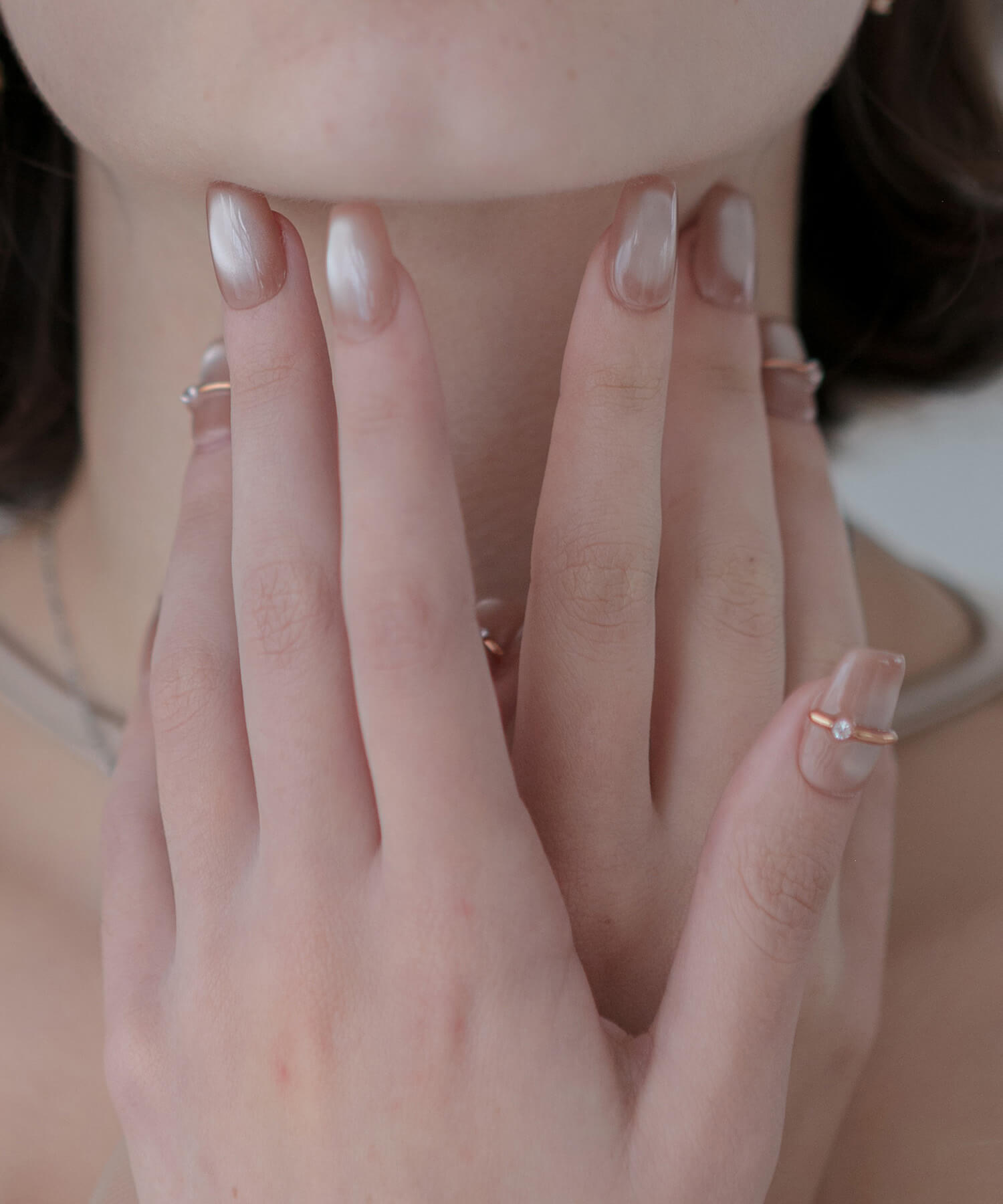 【当日発送】水光ネイルリングネイルシアーコーラルピンクマグネットスクエアネイルチップ