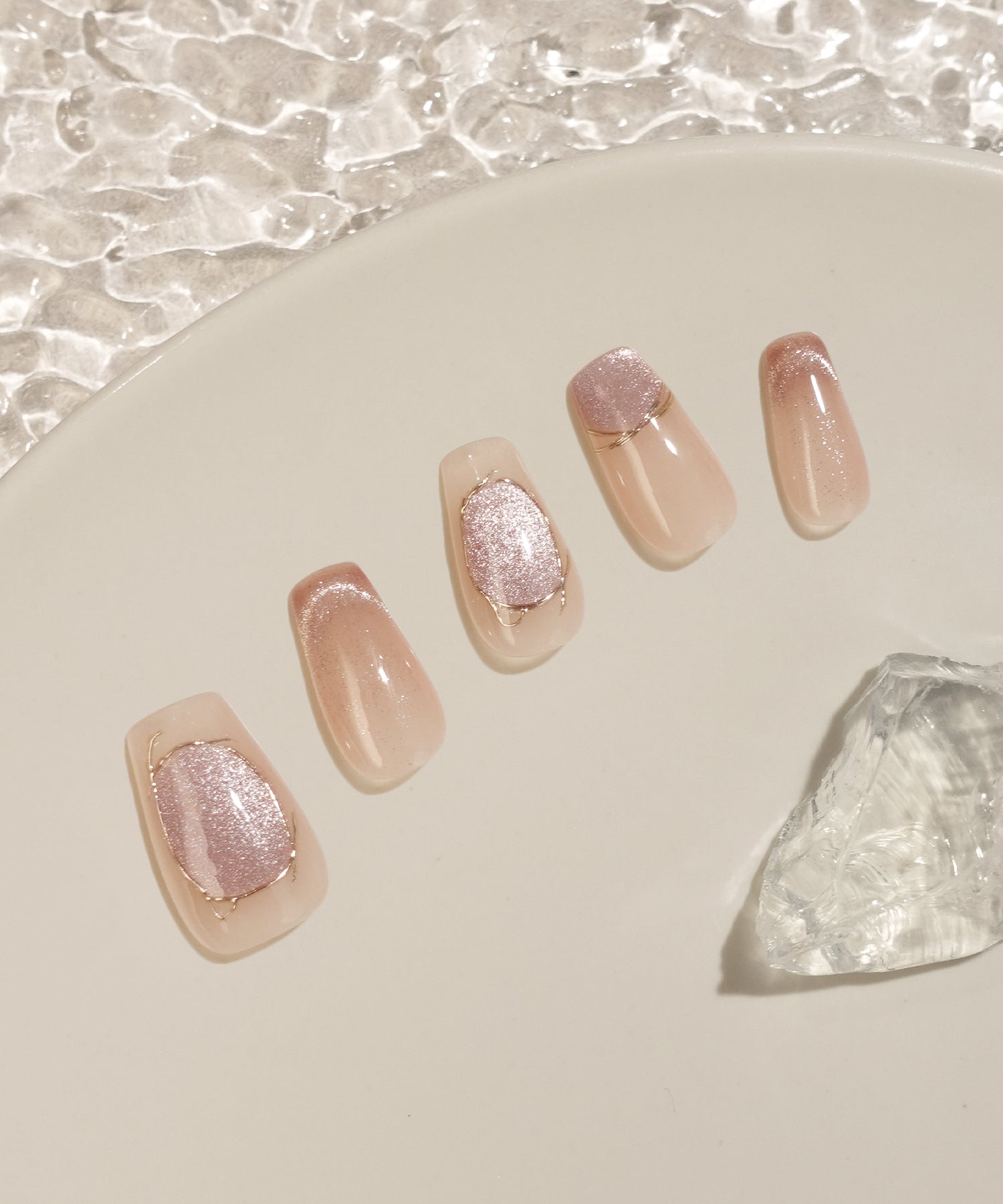 【当日発送】水光ネイルピンクマグネットニュアンスバレリーナネイルチップ