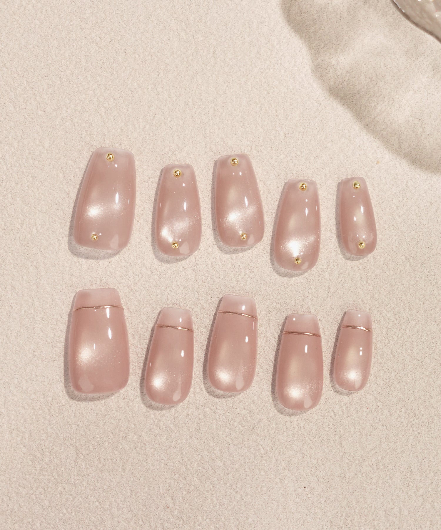 当日発送】水光ネイルピンクマグネットゴールドストーンピンクミラー