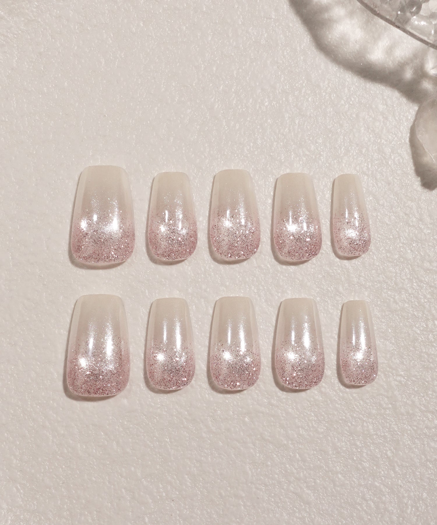 【COMING SOON】水光ネイルピンクホワイトグラデーションピンクラメバレリーナネイルチップ