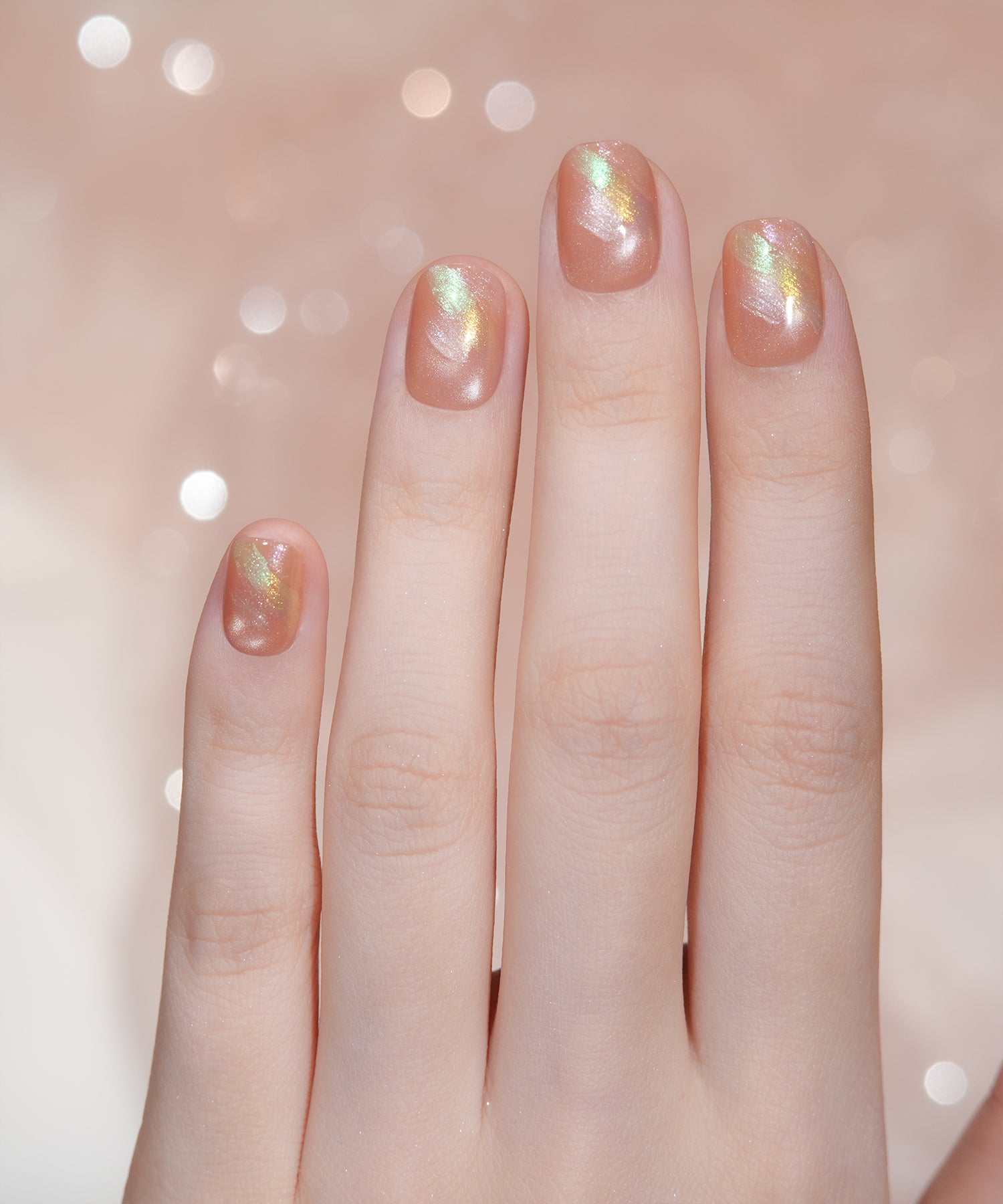 【COMING SOON】水光ネイルピンクシアーパールペイントタッチショートスクエアネイルチップ