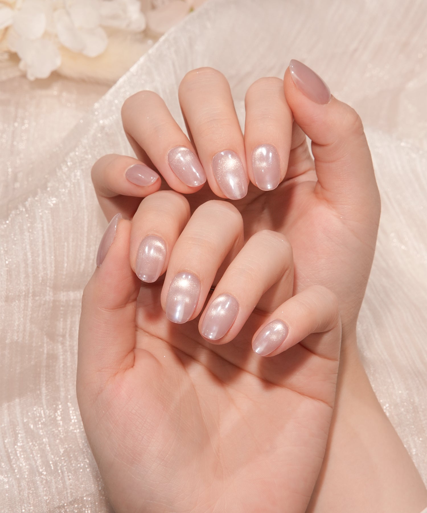 【当日発送】水光ネイルシアーピンクマグネットワンカラーオーバルネイルチップ