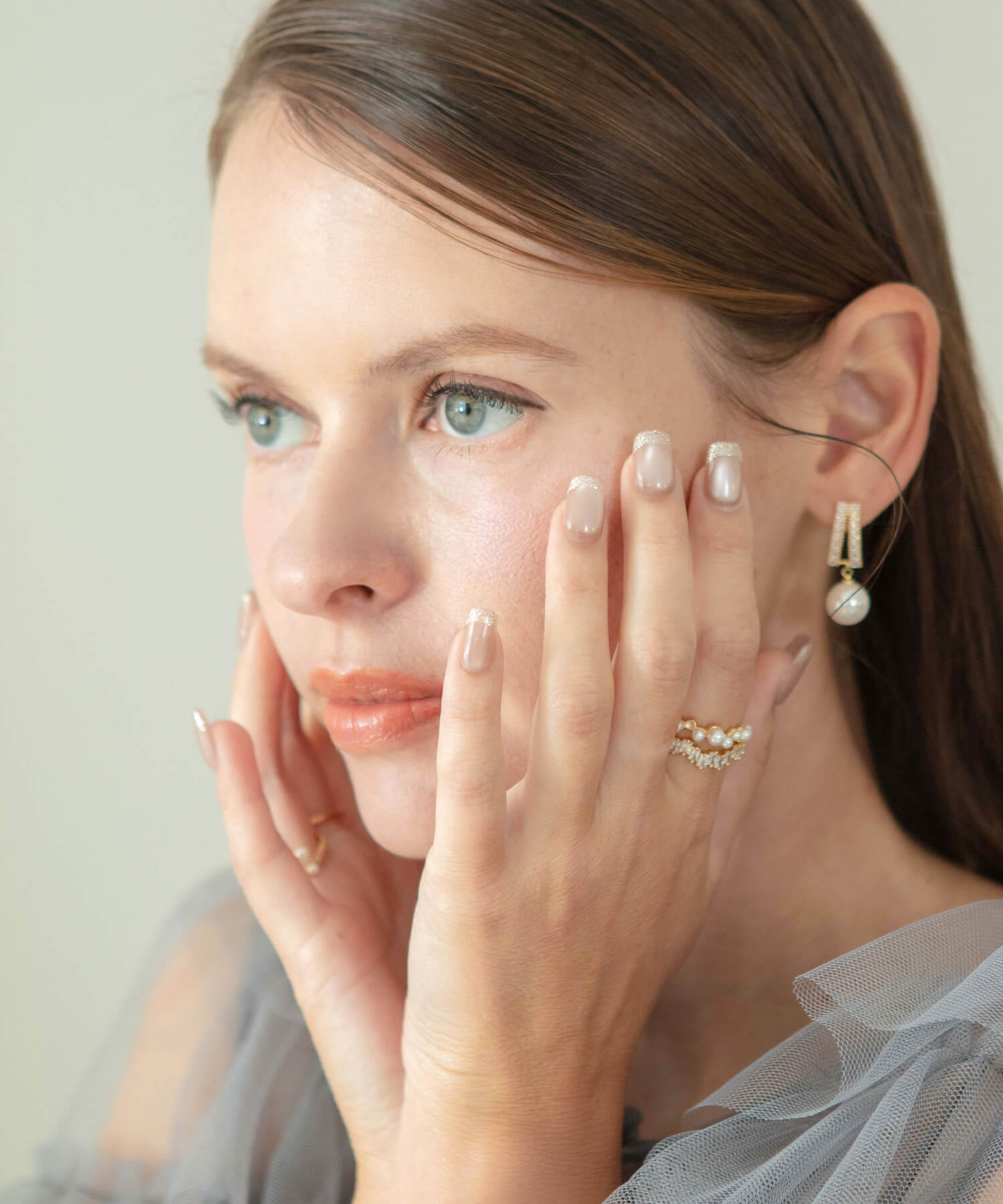 【当日発送】水光ネイルピンクマグネットワンカラーフレンチラメスクエアネイルチップ