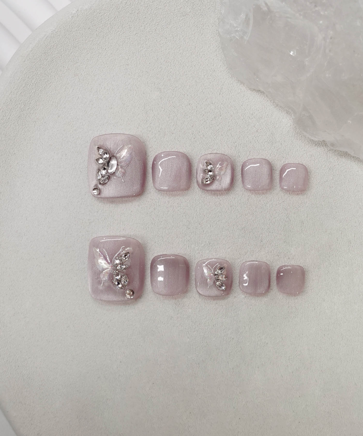 【當天出貨】3D水光甲 淺紫色蝴蝶石腳甲尖