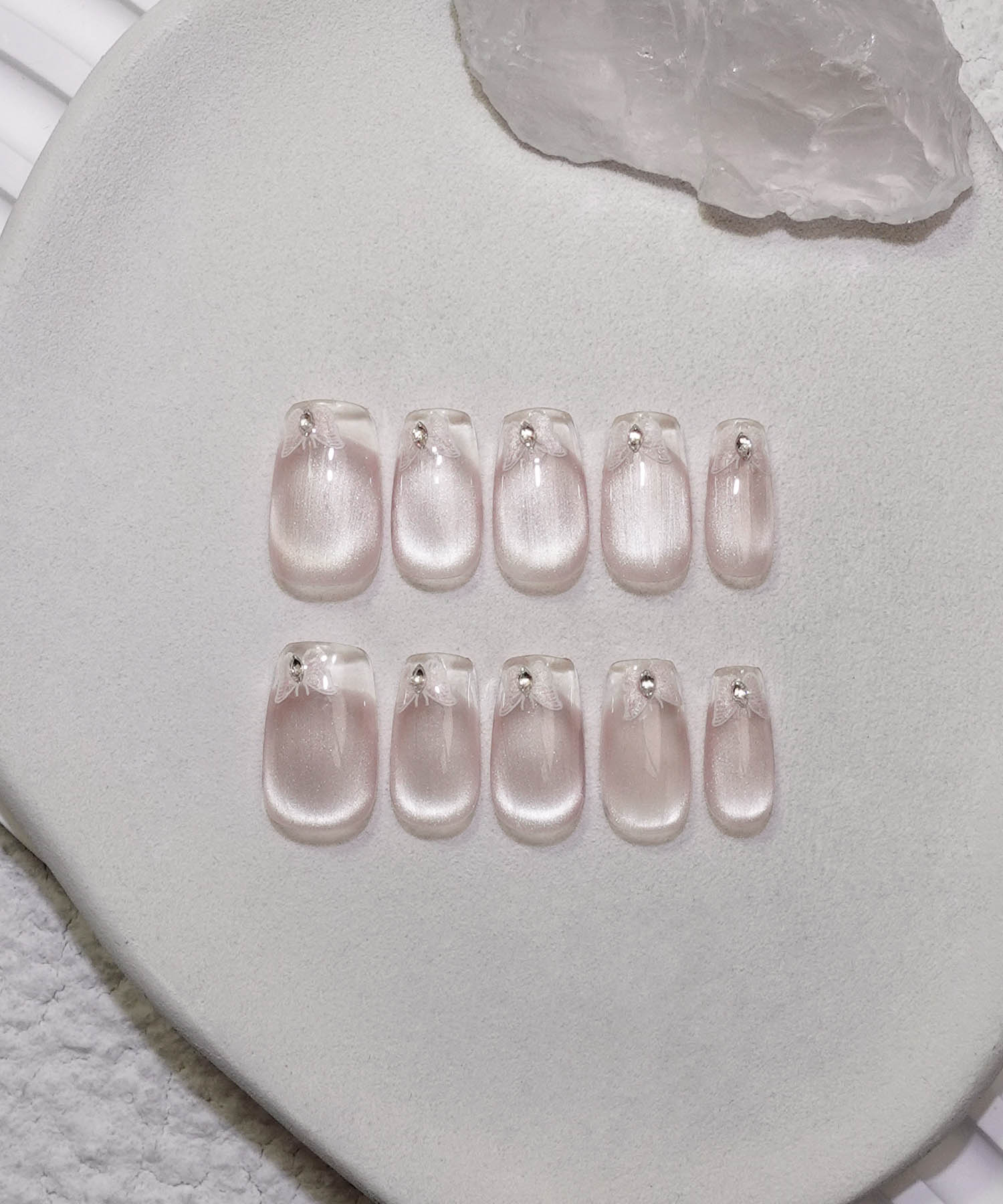 【当日発送】水光ネイルピンククリアバタフライワンホンバレリーナネイルチップ