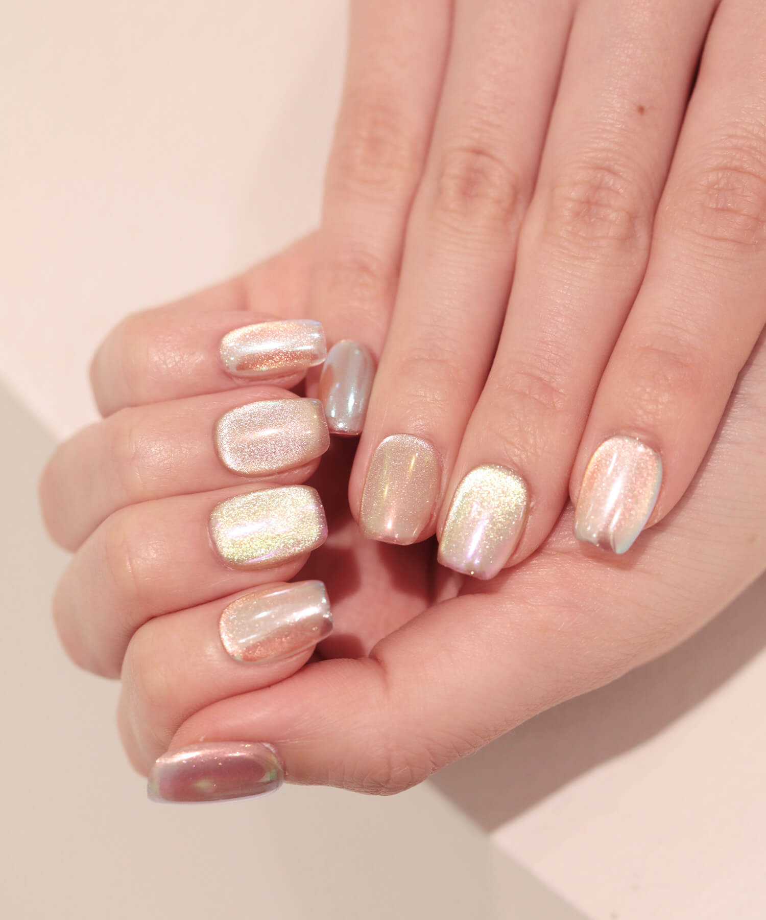 【一部当日発送】水光ネイルホワイトマグネットベースカラフルオーロラミラーショートスクエアネイルチップ