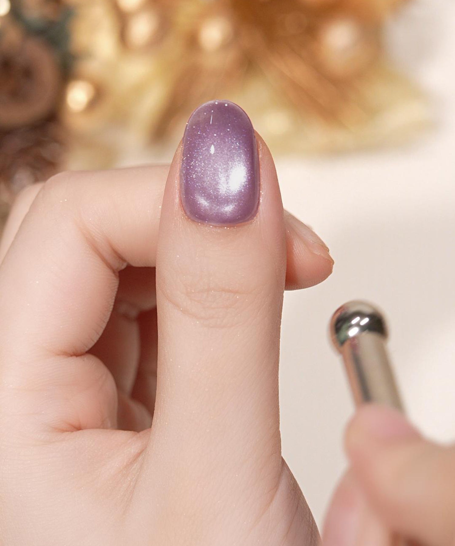 【当日発送】水光ネイルパープルオレンジマグネットハロウィンモチーフオーバルネイルチップ