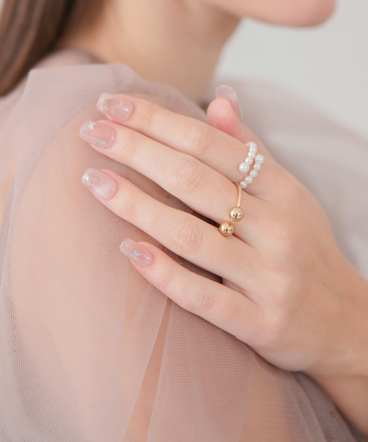 [Some items will be shipped the same day] 3D Water Shine Nail Pink Heart Magnet Butterfly Short Square Nail Tips