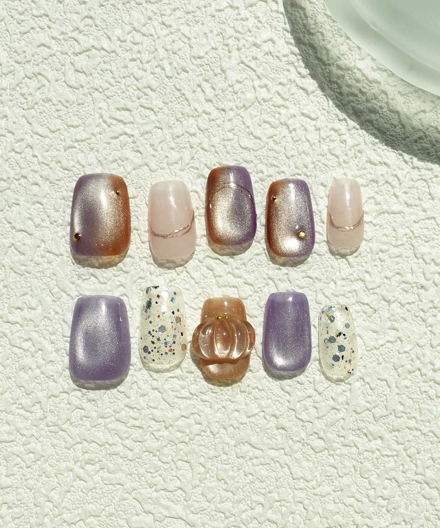 [Same-day shipping] 3D Water Shine Nail Halloween 3D Art Pumpkin Magnet Event Nail Tips