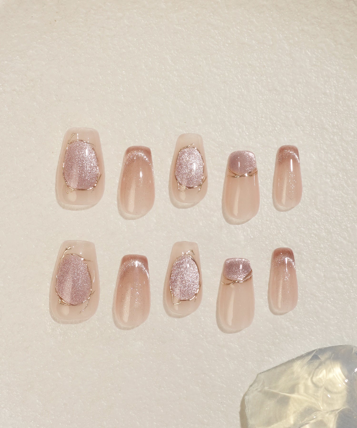 【当日発送】水光ネイルピンクマグネットニュアンスバレリーナネイルチップ