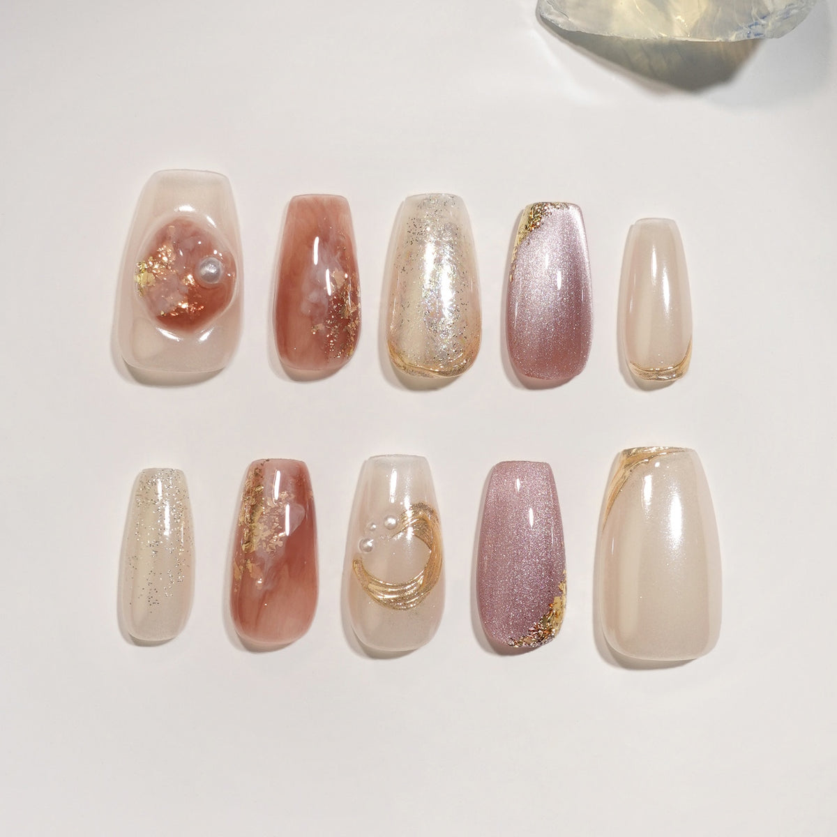 当日発送】水光ネイルホワイトミラーニュアンスゴールドミラーアート 