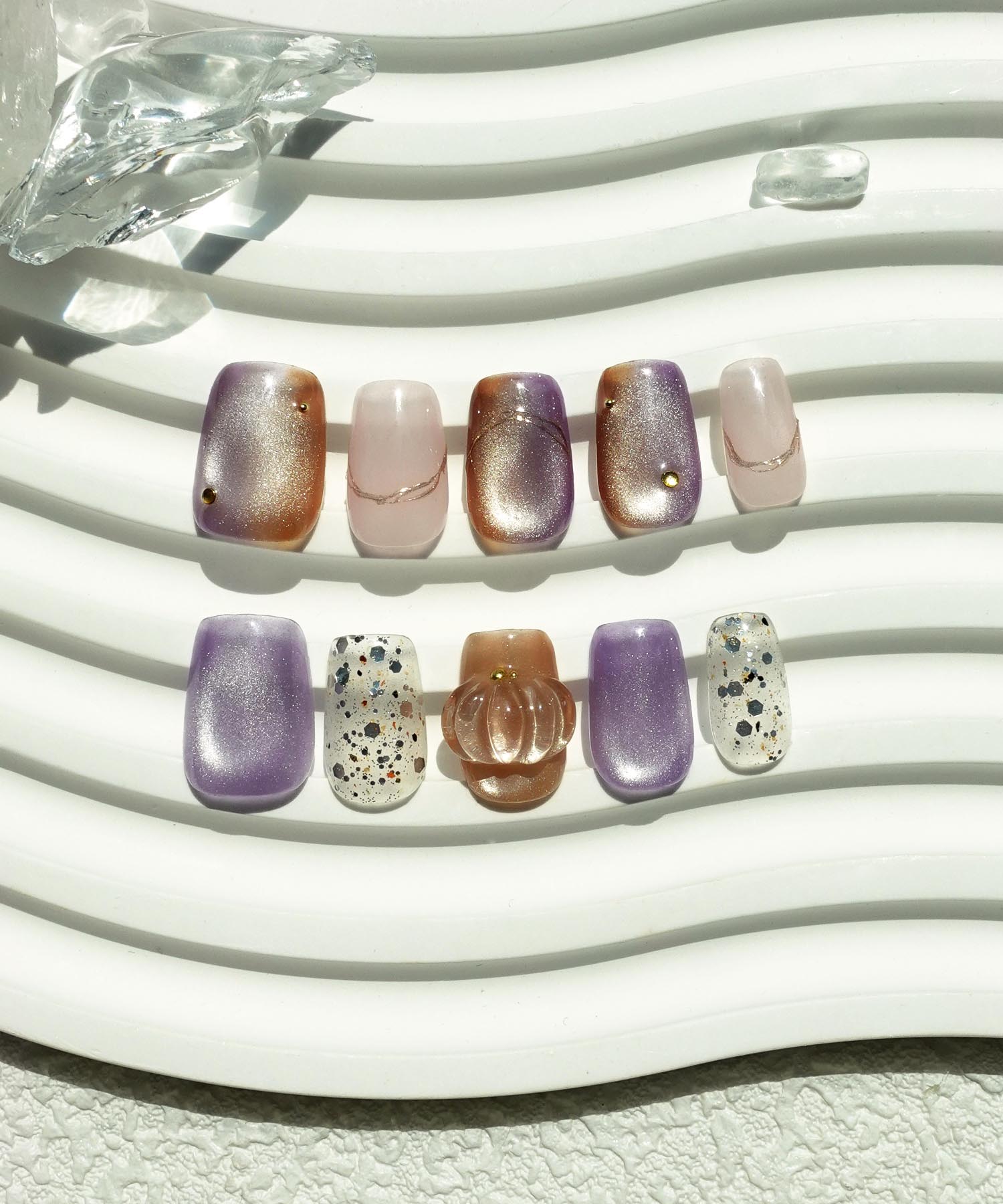 [Same-day shipping] 3D Water Shine Nail Halloween 3D Art Pumpkin Magnet Event Nail Tips