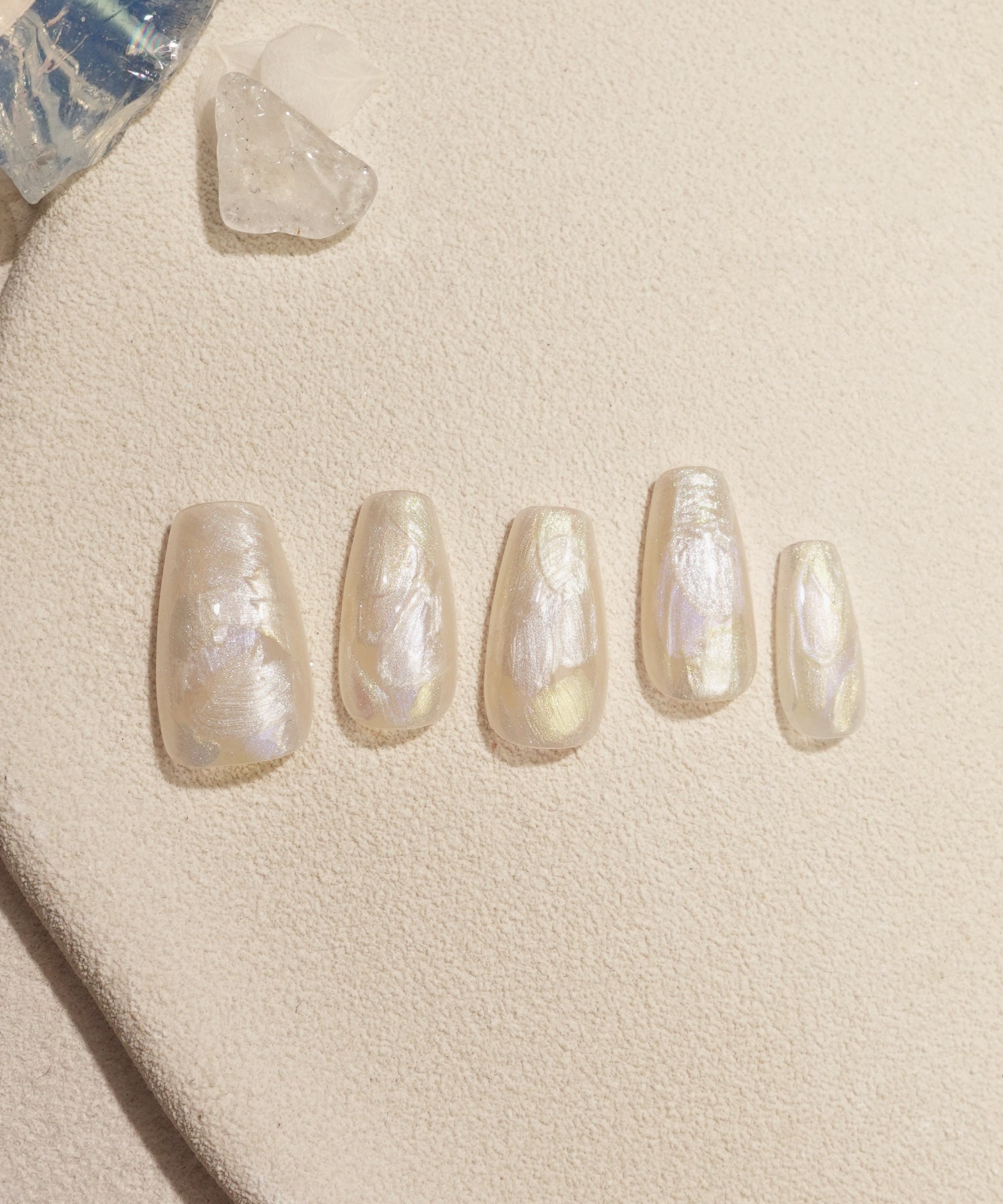 【当日発送】水光ネイルミルキーホワイトベースオーロラペイントバレリーナネイルチップ