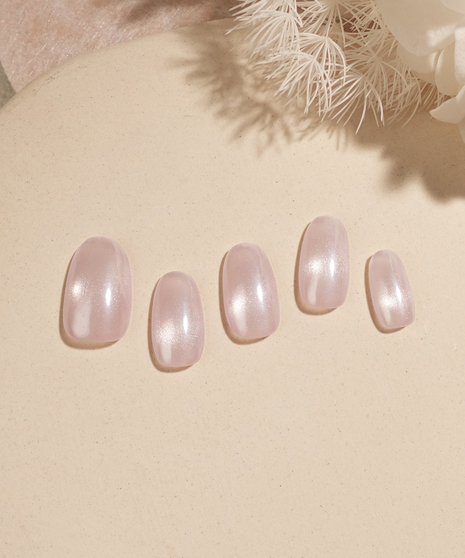 【当日発送】水光ネイルシアーピンクマグネットワンカラーオーバルネイルチップ