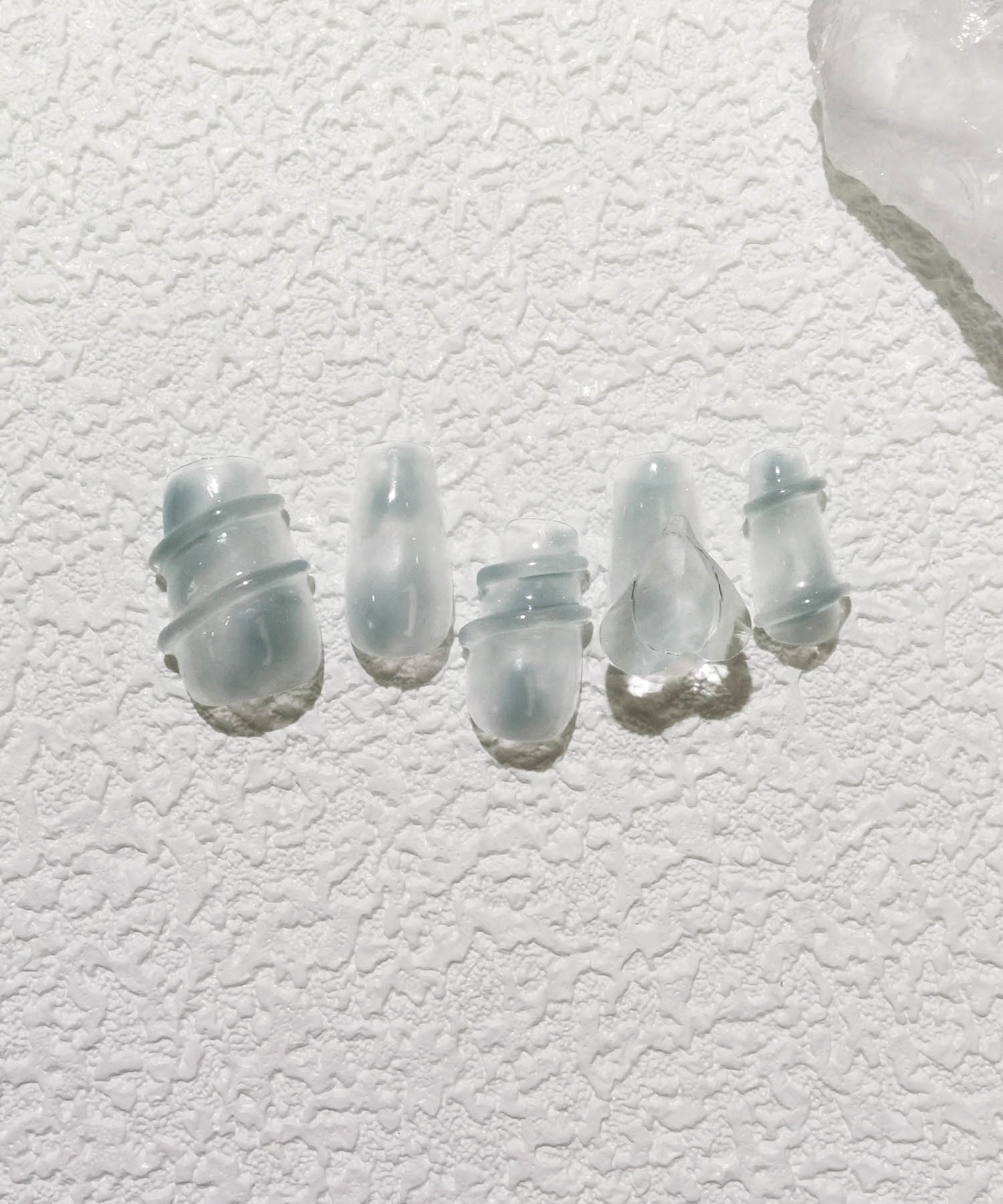 【當天出貨】3D水光指甲灰藍色細微差別指甲尖