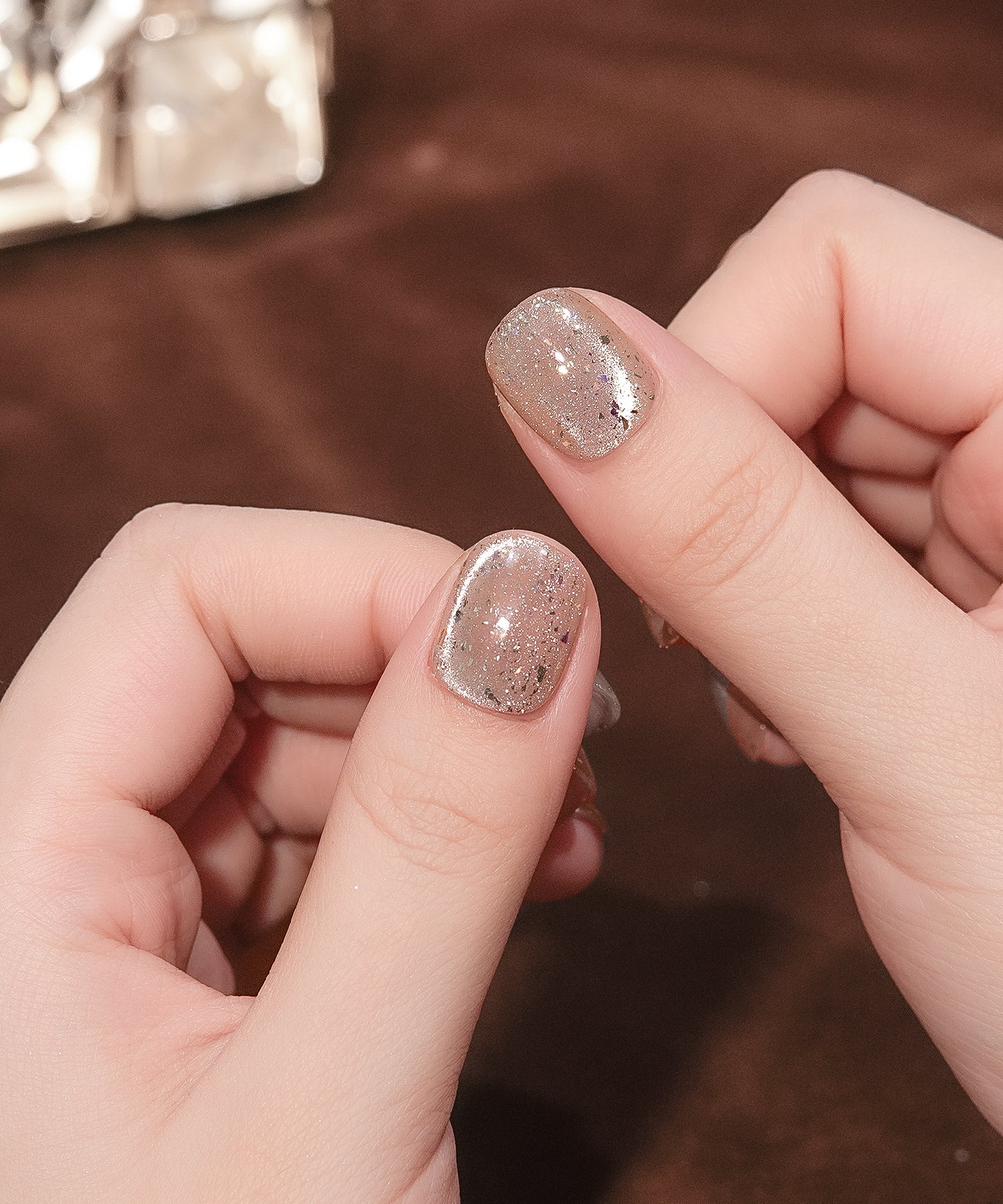 【当日発送】水光ネイルピンクマグネットホログラムショートスクエアネイルチップ