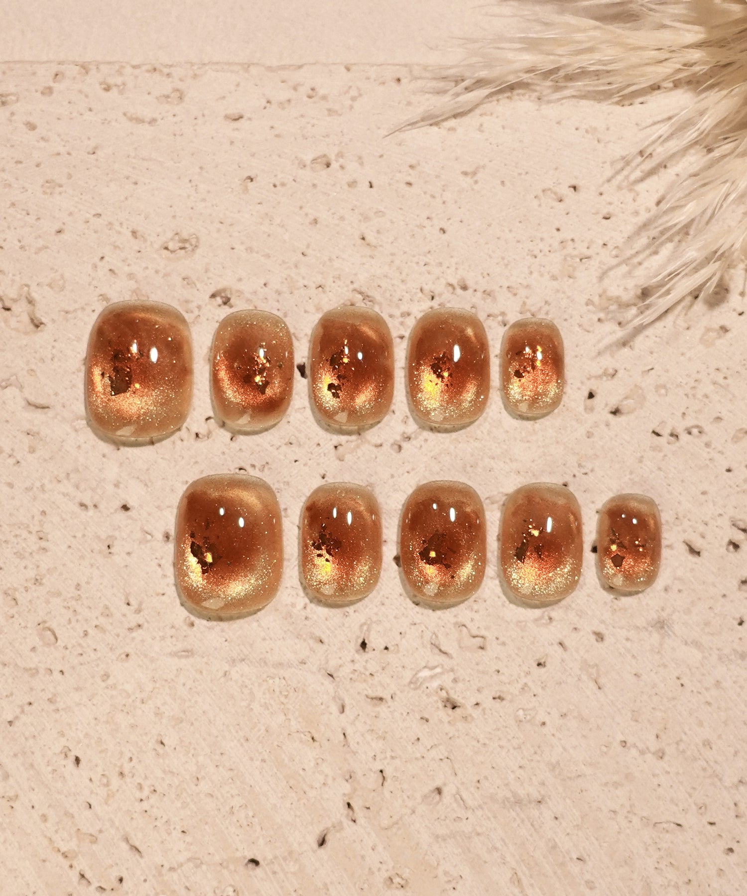 一部当日発送】水光ネイルブラウンオレンジマグネットニュアンスホイル