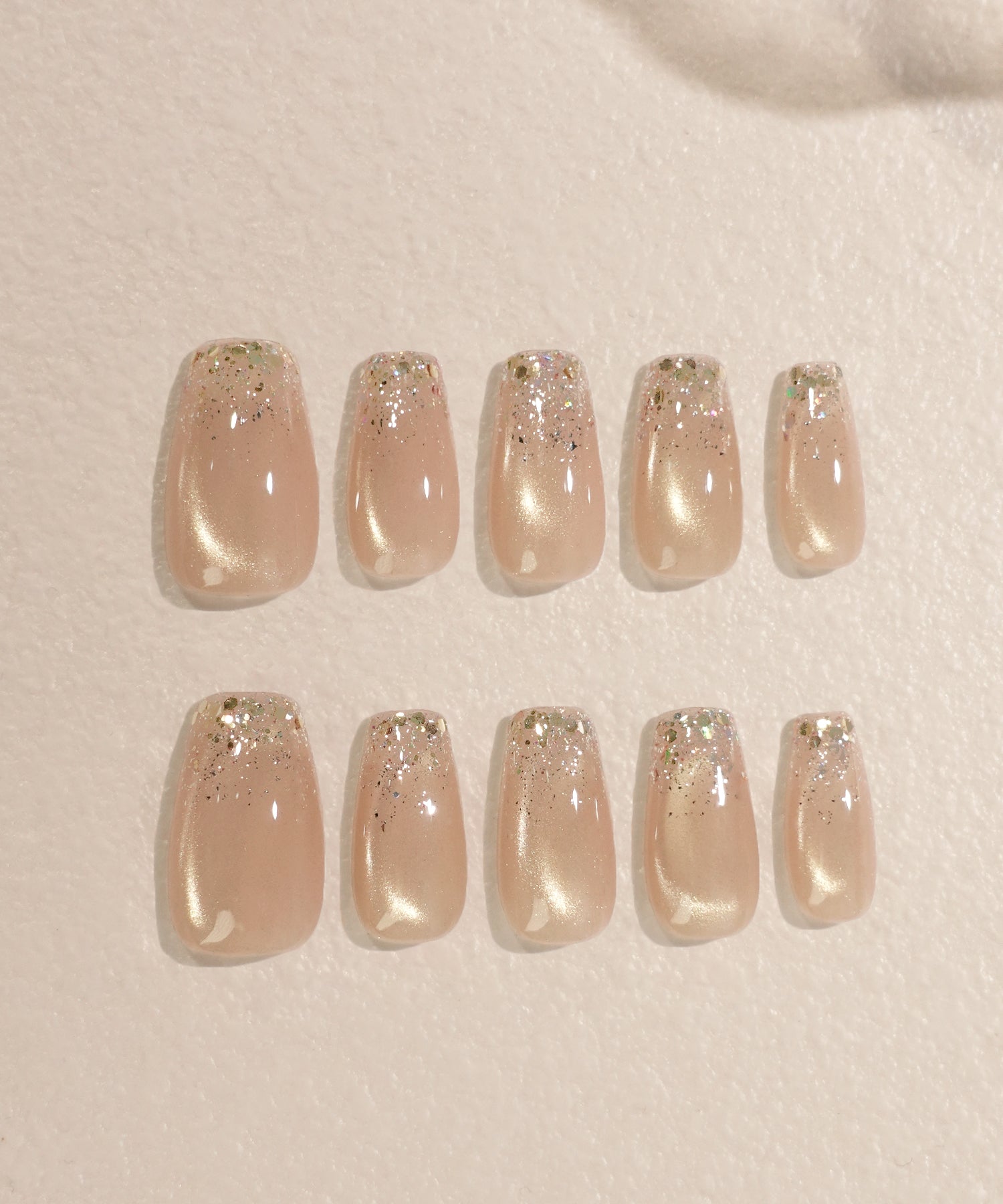 【当日発送】水光ネイルピンクマグネットホロラメグラデーションバレリーナネイルチップ