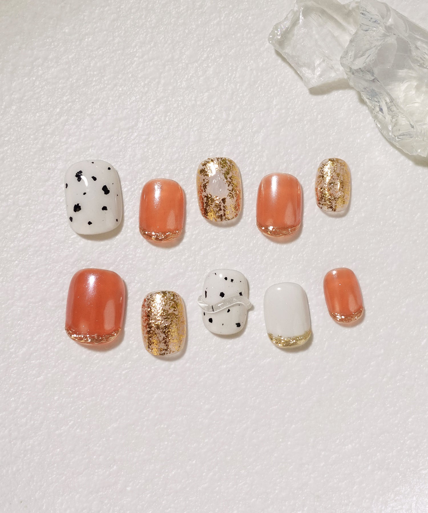 当日発送】水光ネイルコーラルオレンジダルメシアンゴールドミラー