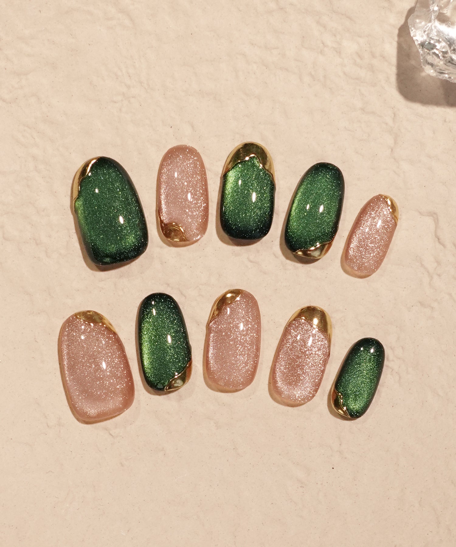 クリアブラウン×ダークグリーン ネイルチップ ネイルチップ くすみグリーン ブラウン ニュアンスネイル 緑