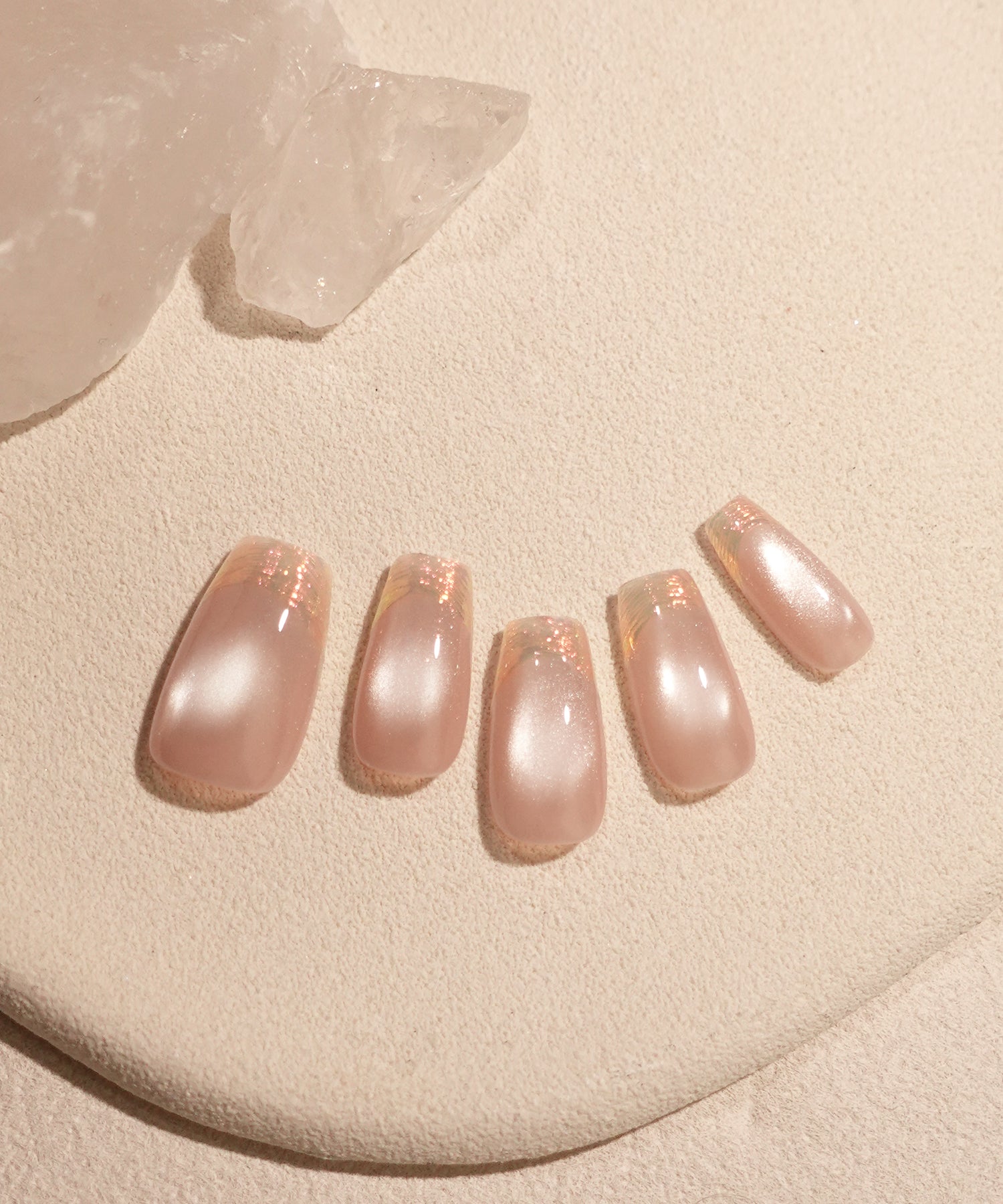 【当日発送】水光ネイルピンクマグネットオーロラミラーフレンチバレリーナネイルチップ