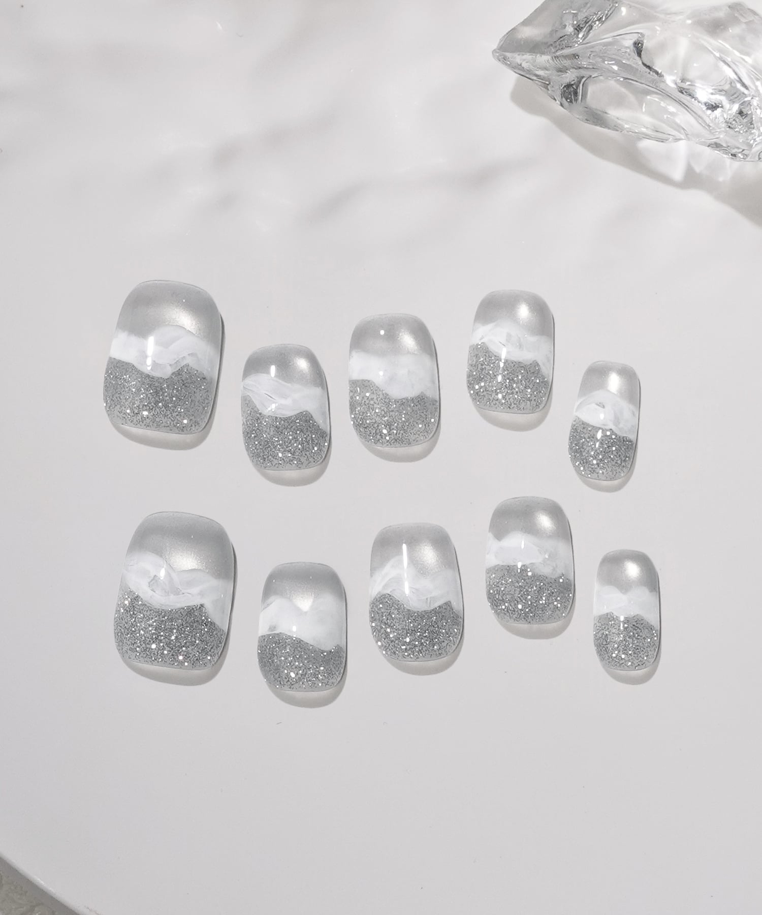 No.332 ネイルチップ ジェルネイル ニュアンス キラキラ マグネット No