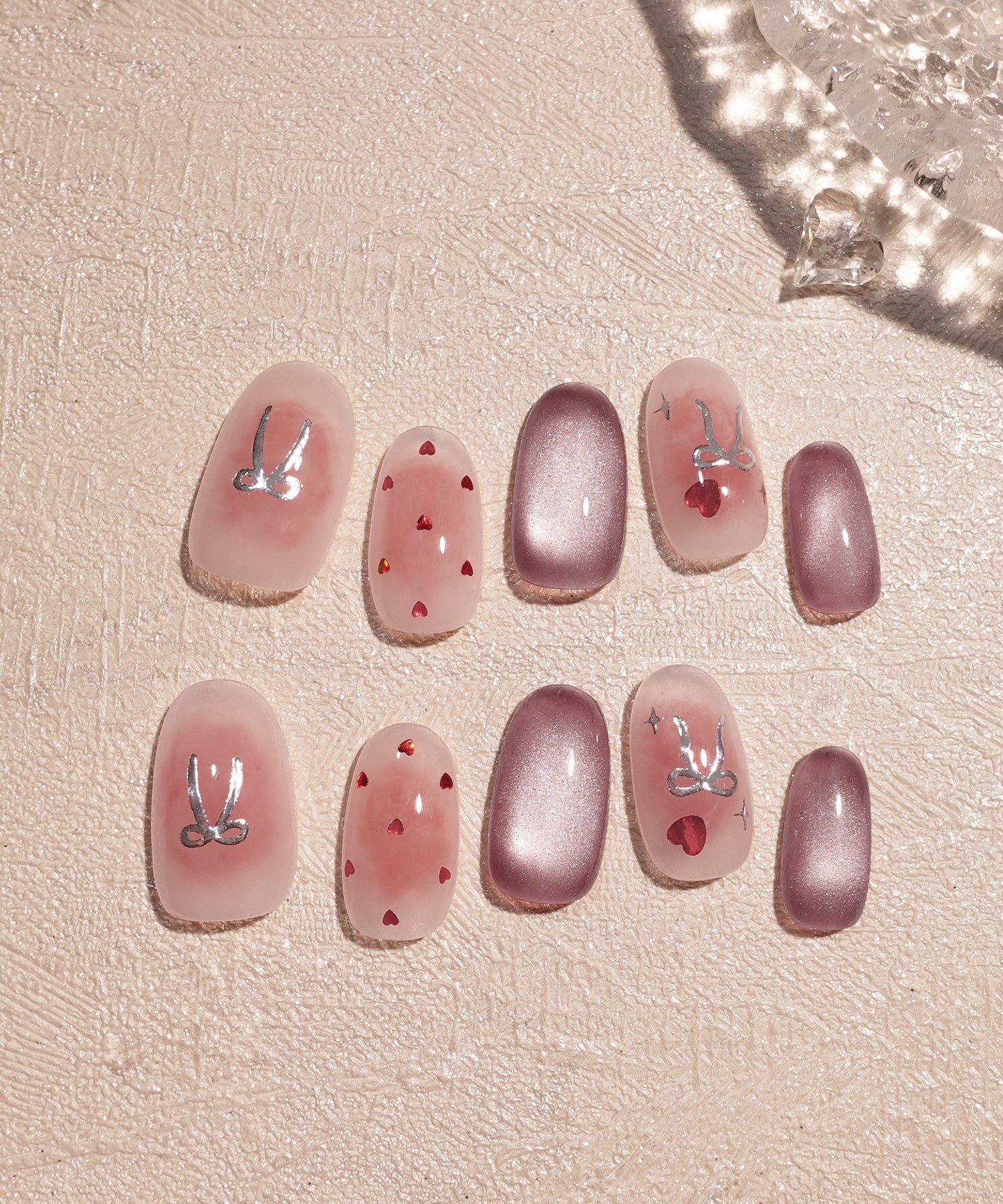 COMING SOON】水光ネイルシアーピンクチークマグネットハートリボン