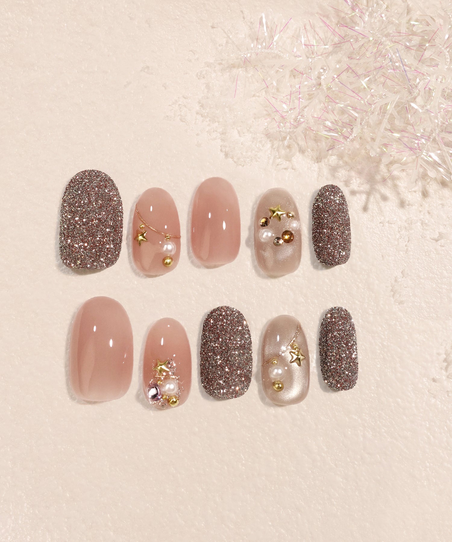 予約販売】水光ネイルピンクグリッターオーナメントデザインクリスマス