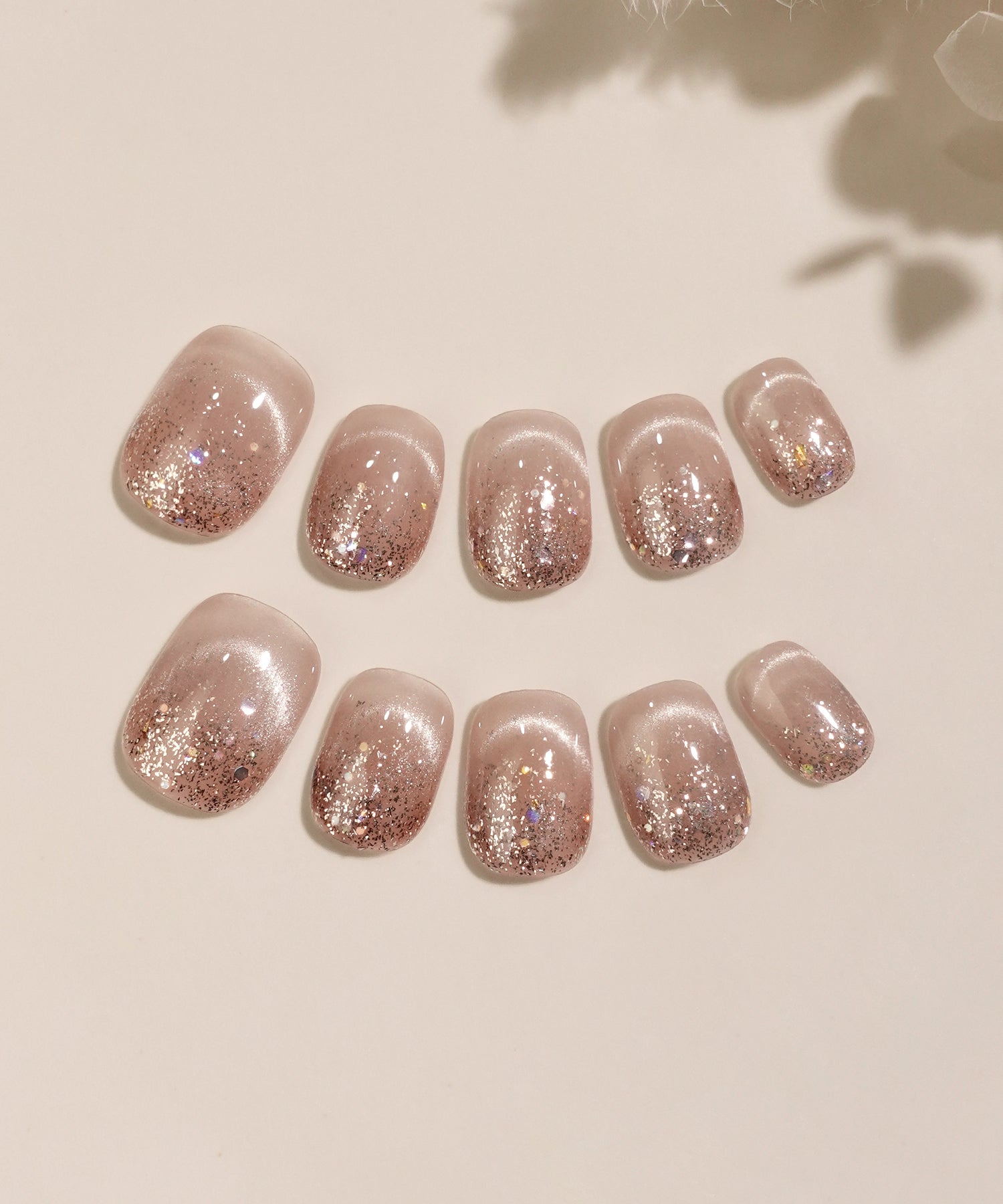 当日発送】水光ネイルモカピンクワンカラーグリッターグラデーション