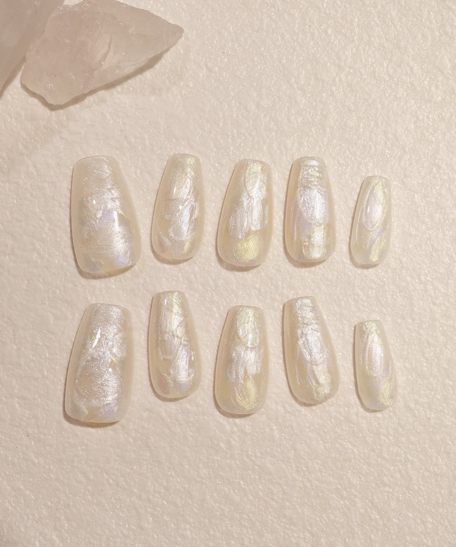 【当日発送】水光ネイルミルキーホワイトベースオーロラペイントバレリーナネイルチップ