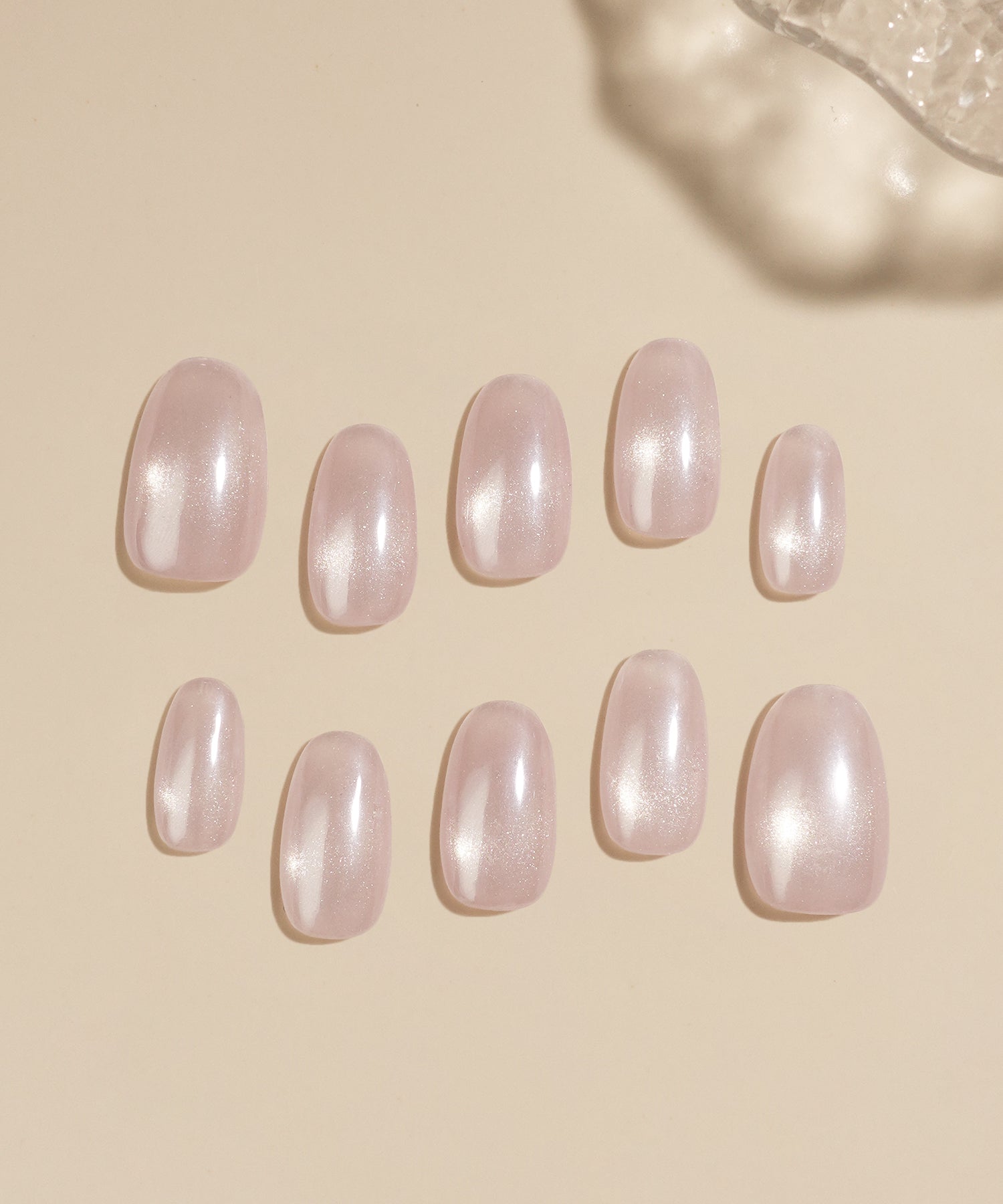 【当日発送】水光ネイルシアーピンクマグネットワンカラーオーバルネイルチップ