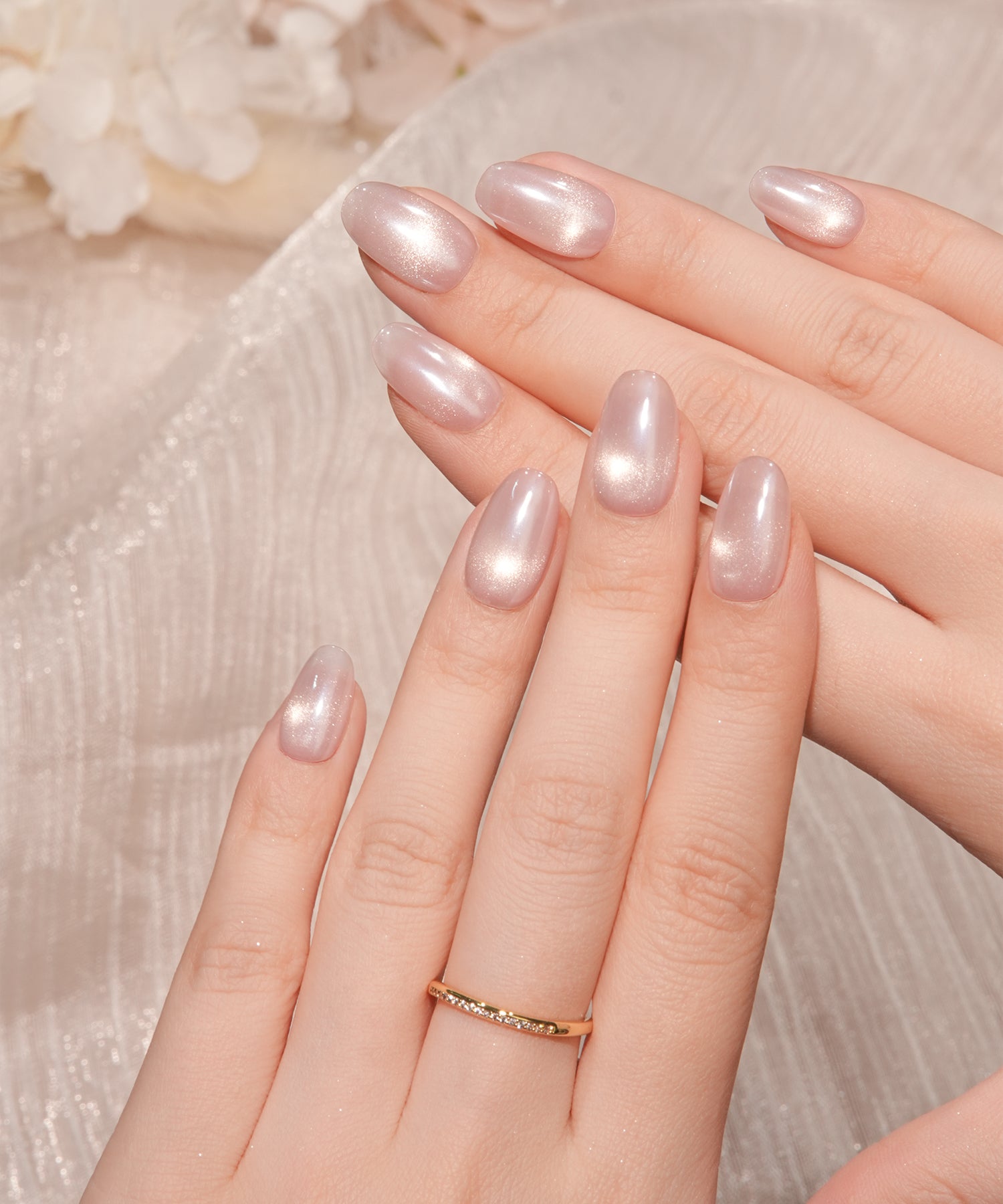 【当日発送】水光ネイルシアーピンクマグネットワンカラーオーバルネイルチップ