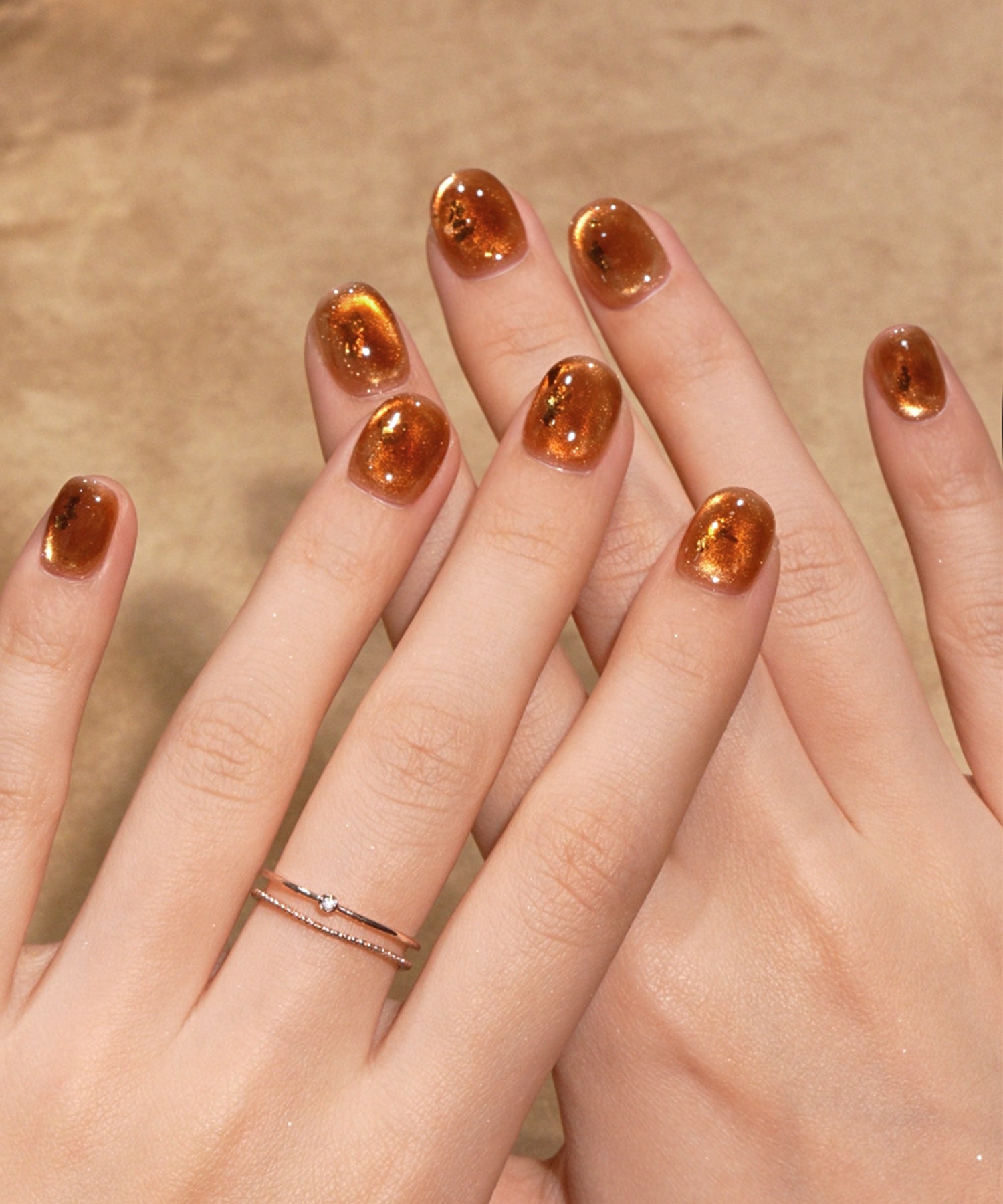 一部当日発送】水光ネイルブラウンオレンジマグネットニュアンスホイル