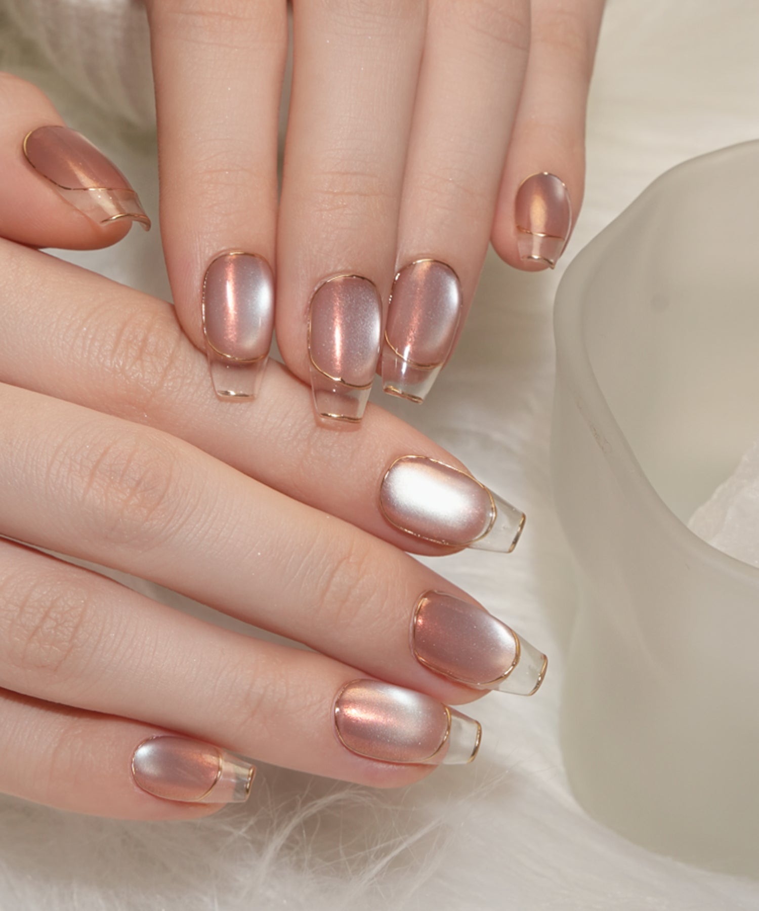 当日発送】水光ネイルピンクマグネットゴールドミラーラインクリア