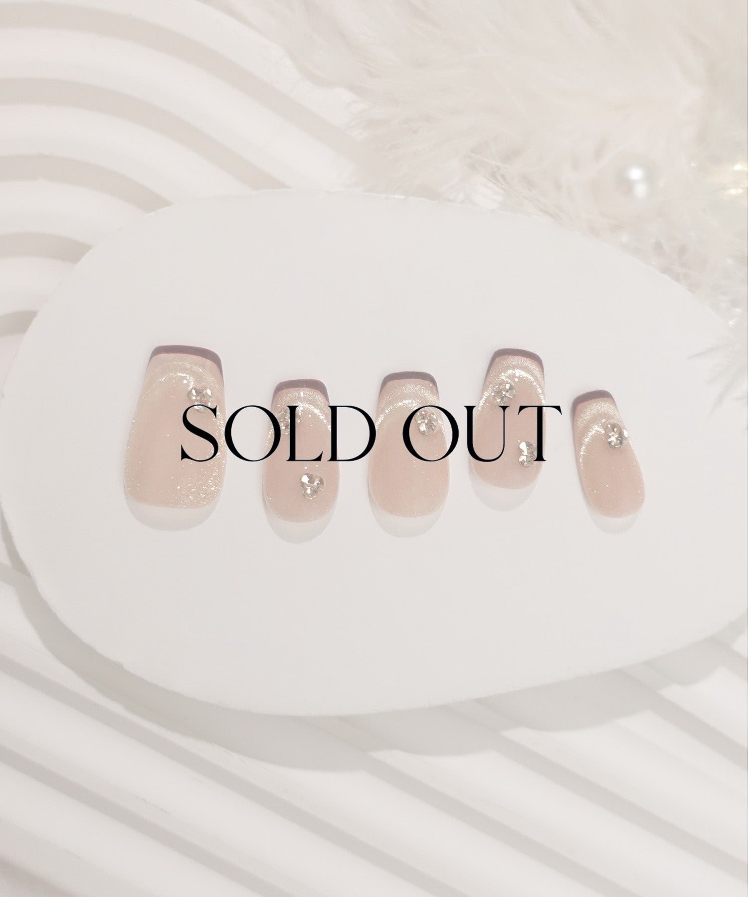 【SOLD OUT】3D水光ネイルオレンジマグネットフレンチVカットボルドーラインバレリーナネイルチップ