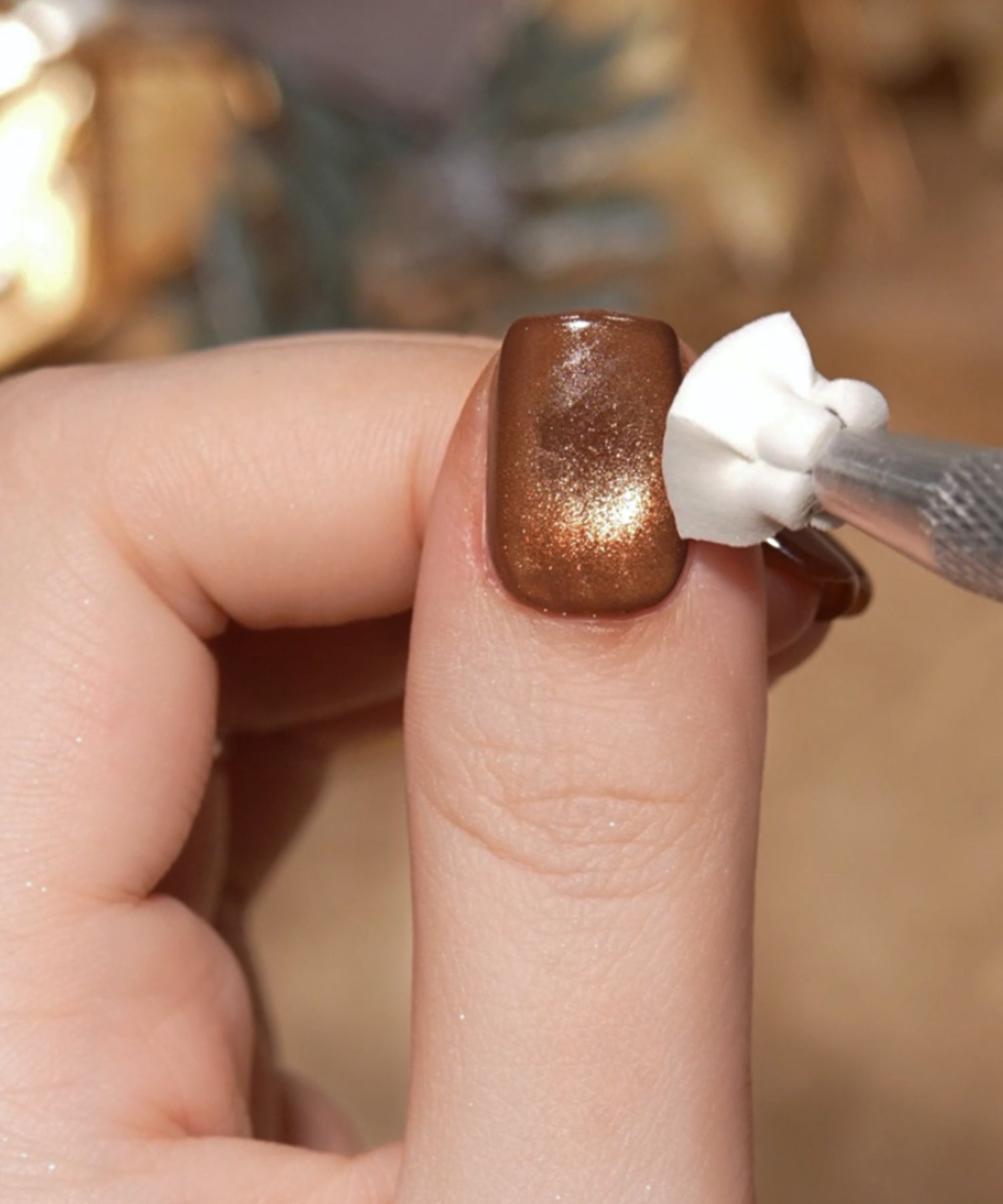 一部当日発送】水光ネイルブラウンマグネットアーガイルショート